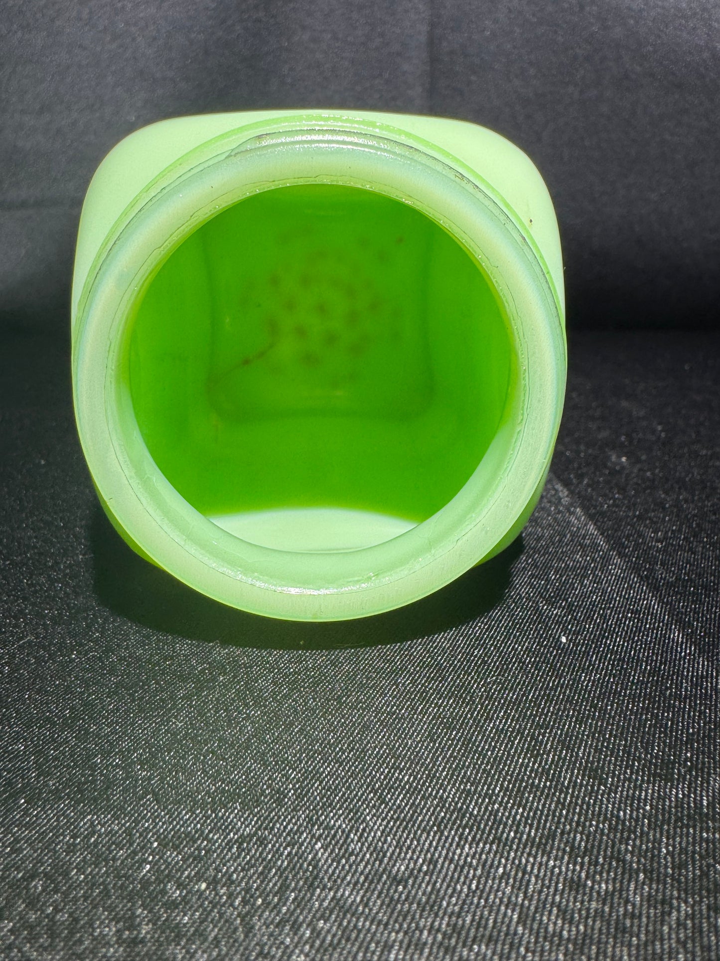 Vintage Jadeite Uranium Glass Range Salt Shaker Large Box Pattern UV Glow 5”