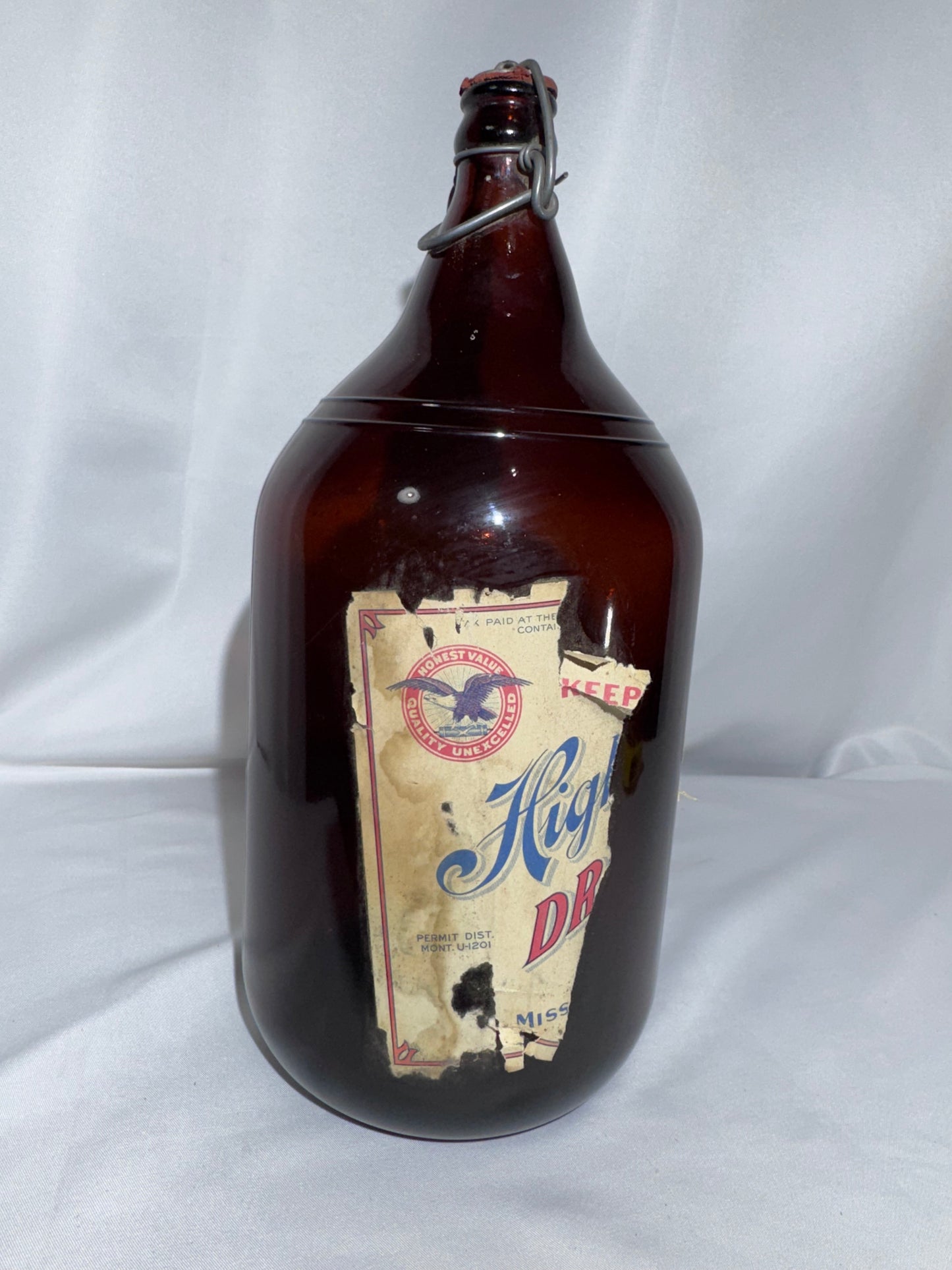 Vintage 1930s–1940s Highlander Beer Jug – Half Pint – Missoula, Montana