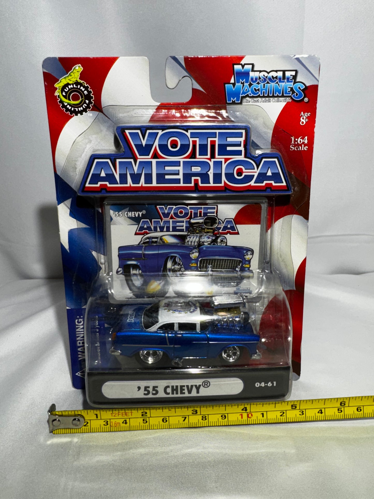 Muscle Machines Vote America 1955 Chevrolet 1:64 Diecast Car Patriotic Blister Pack