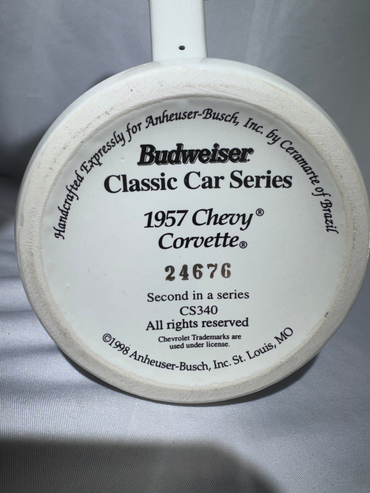 Budweiser Classic Car Series II 1957 Chevrolet Corvette Stein CS340 – Original Box