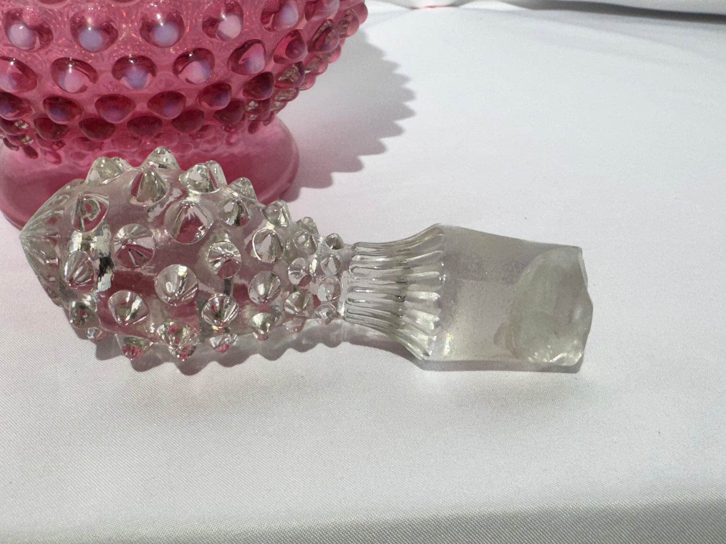 Vintage Fenton Cranberry Hobnail Glass Wine Decanter with Stopper – Approx. 13” Tall