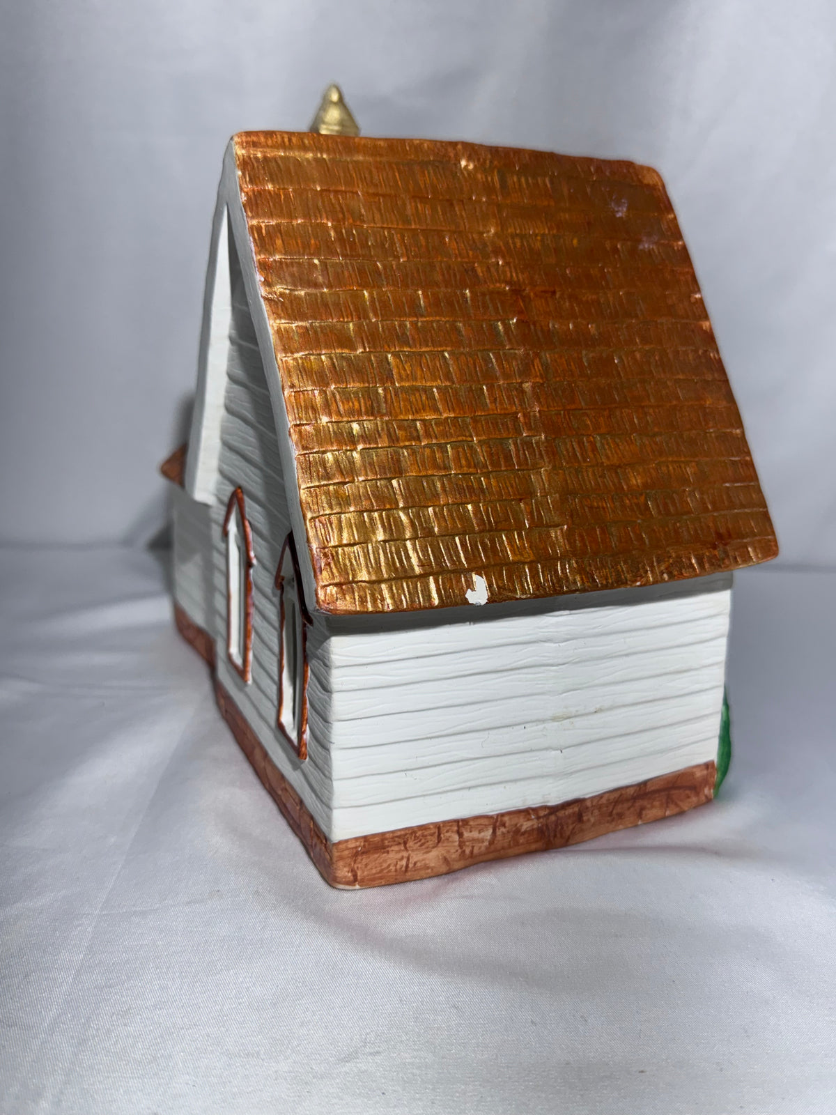 Vintage Style Hand Painted Ceramic Lighted Christmas Village Church S. Weldon 2015