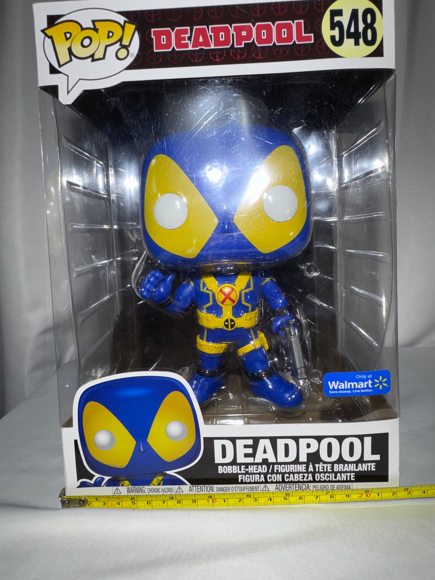Funko Pop! Marvel Deadpool 10” #548 Blue & Yellow X-Men Walmart Exclusive