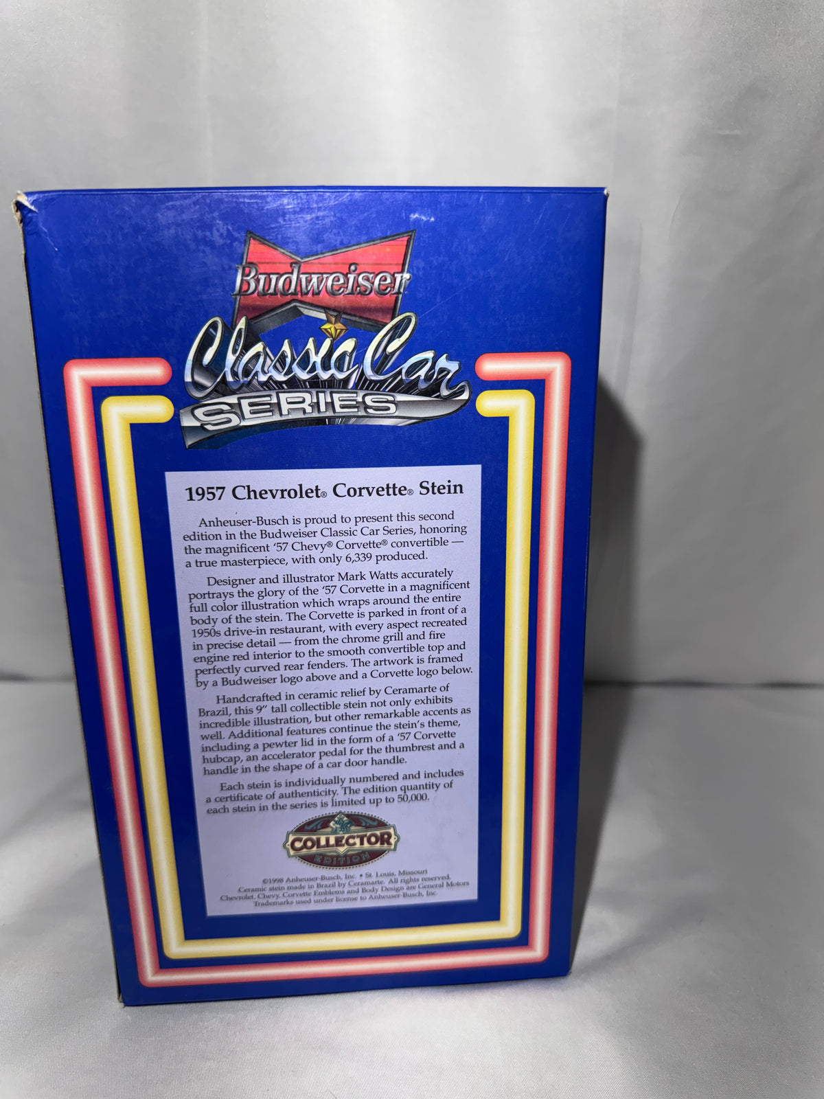 Budweiser Classic Car Series II 1957 Chevrolet Corvette Stein CS340 – Original Box