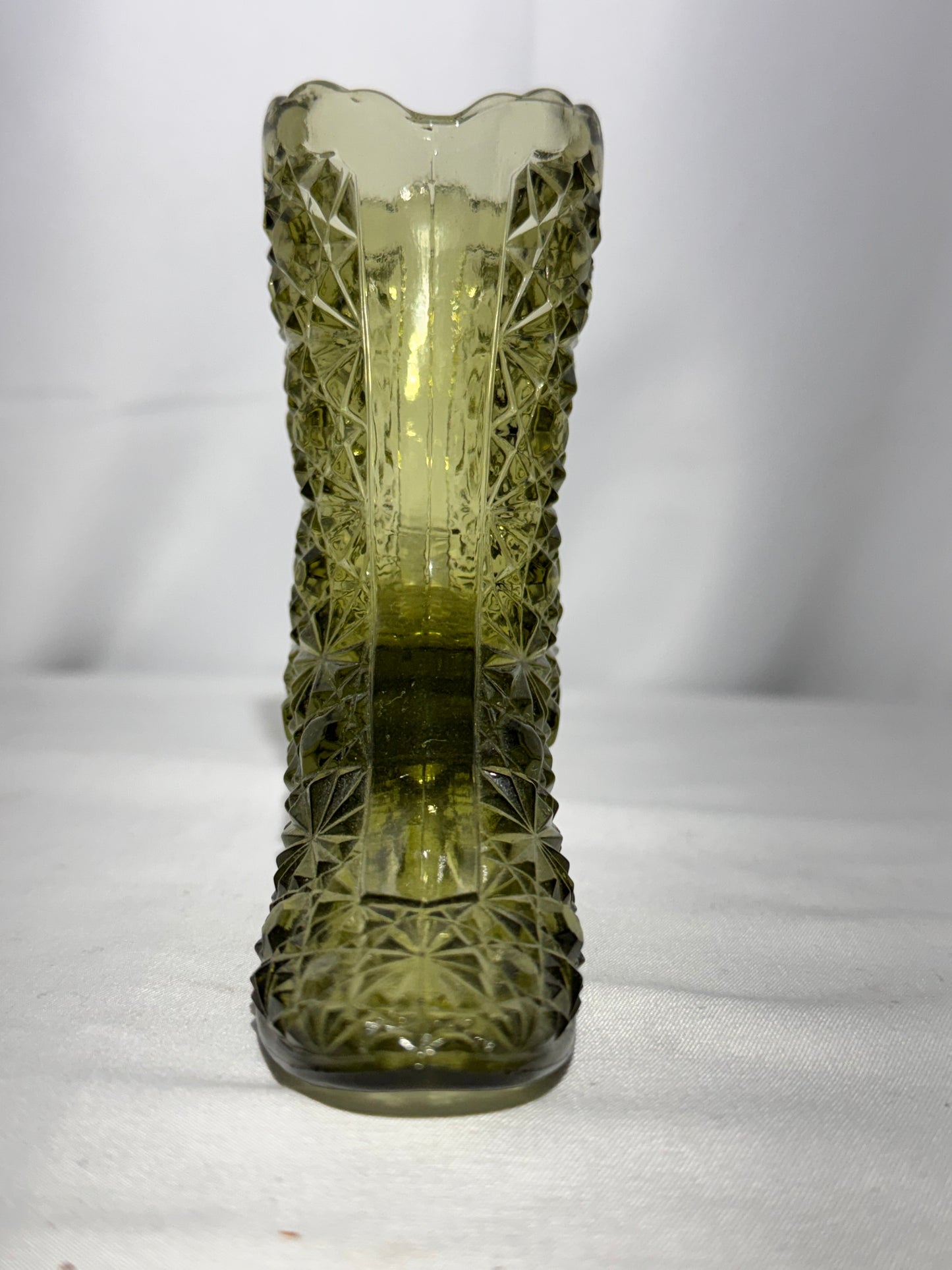 Fenton Art Glass Colonial Green Boot Toothpick Holder – Daisy & Button Pattern (1970s)