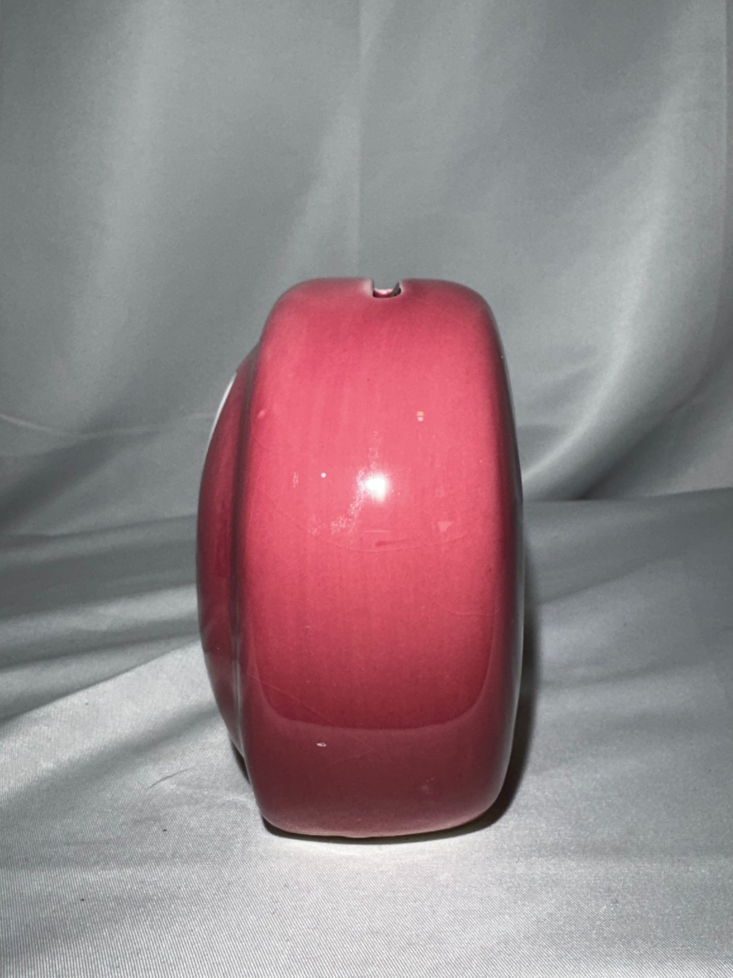 Vintage 1970s Pink Smiley Face Ceramic Coin Bank Piggy Bank w/ Stopper Retro 4.5”