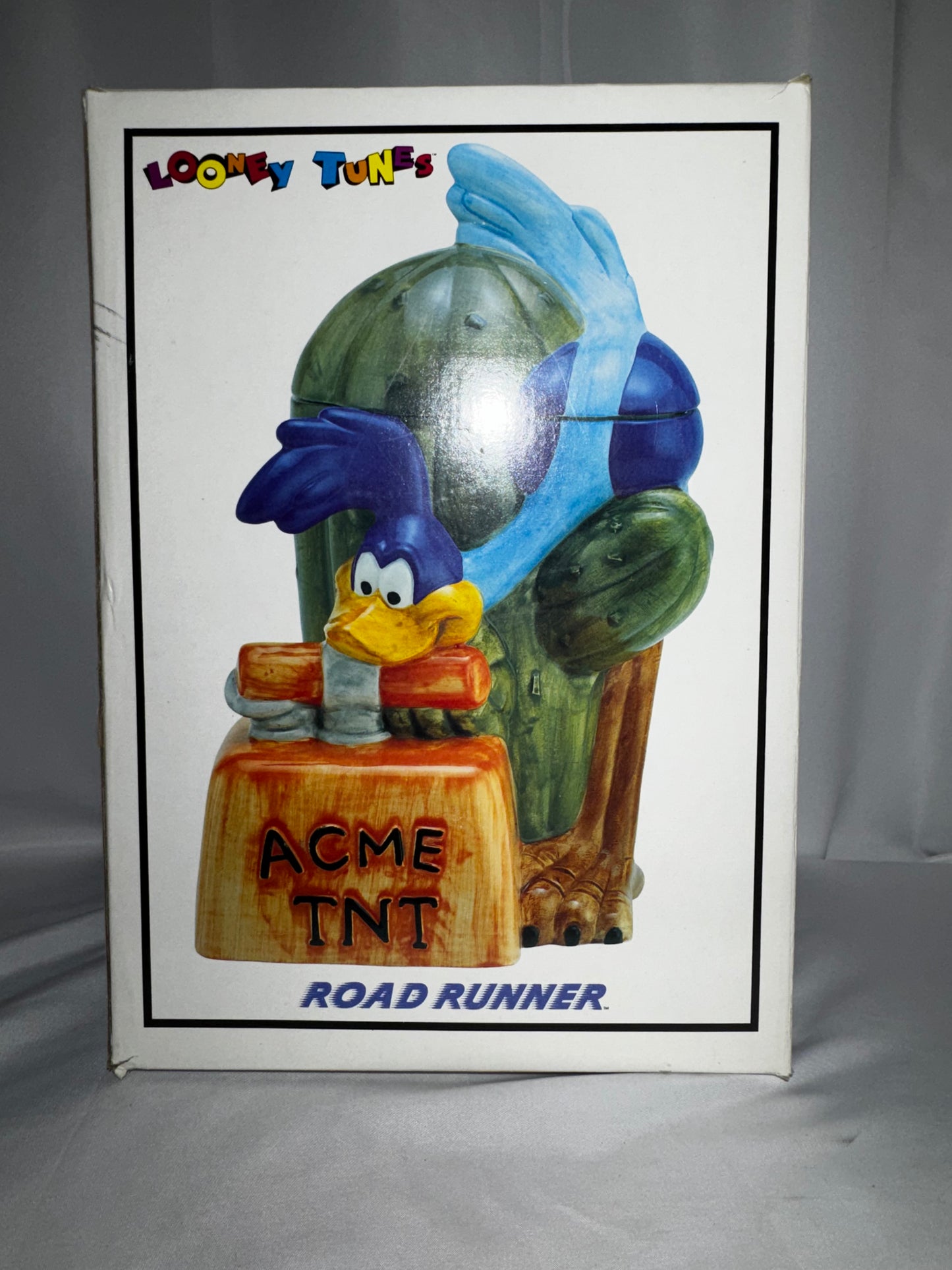 Rare Vintage 1993 Warner Bros Road Runner Cookie Jar ACME TNT Cactus Ceramic w/ Box