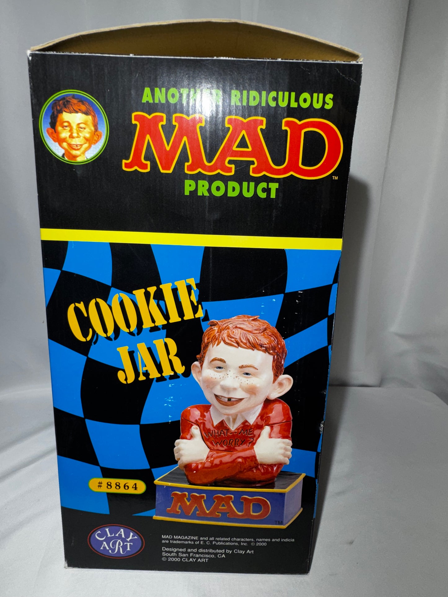 Vintage 2000 Clay Art MAD Magazine Alfred E. Neuman What Me Worry? Cookie Jar w/ Box