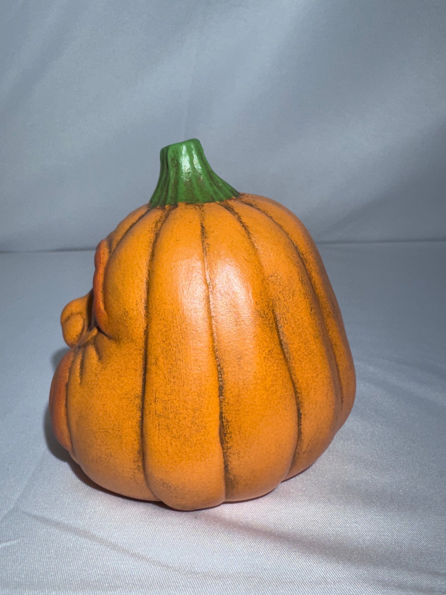 Vintage Hand-Painted Ceramic Pumpkin Figurine – Baby Face – 1999