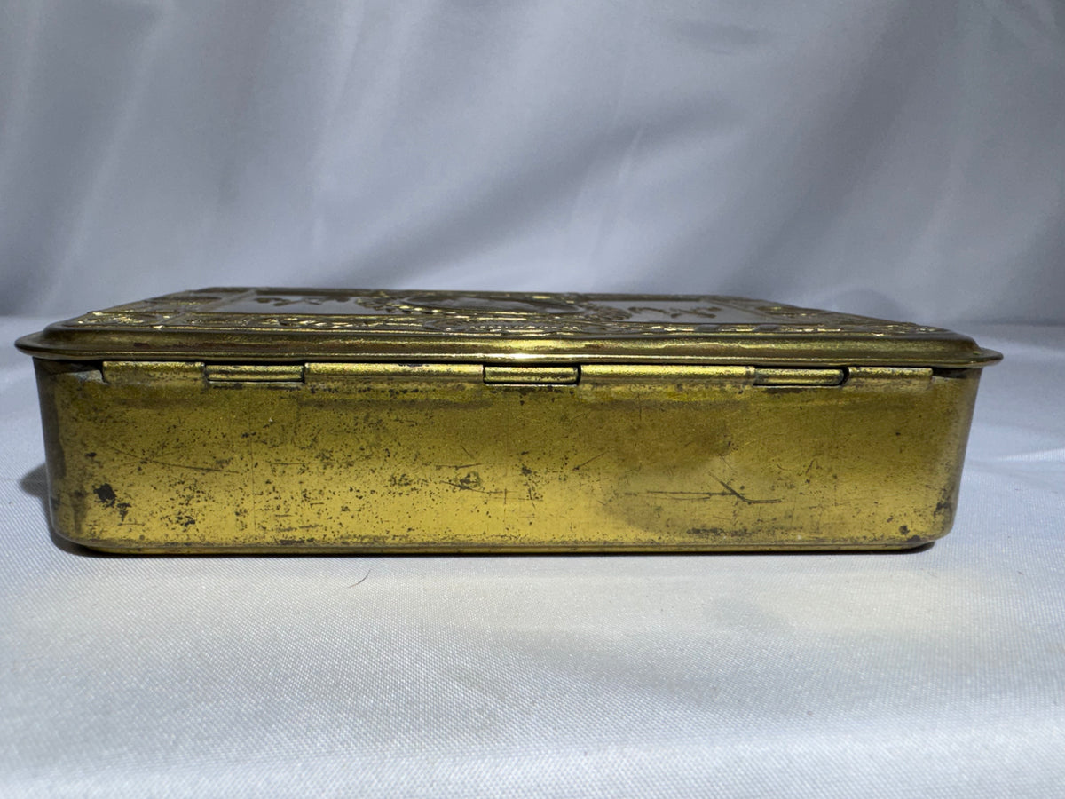 Original WWI 1914 Princess Mary Christmas Gift Tin – Embossed Brass – British Empire- empty