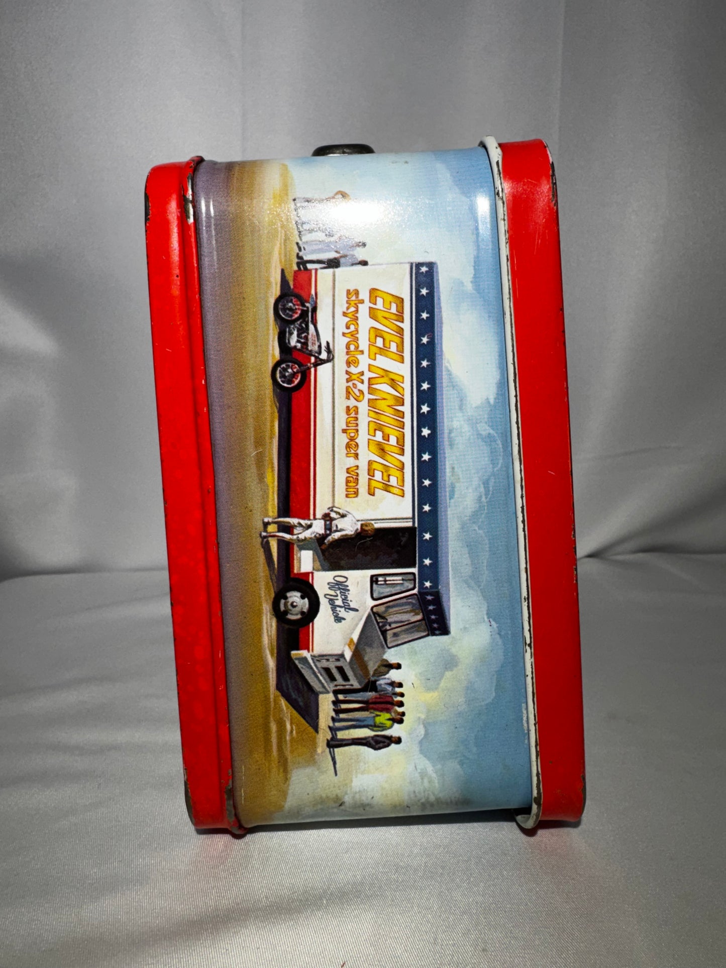 Vintage 1974 Evel Knievel Metal Lunchbox & Thermos Aladdin Rocket Stunt Scene
