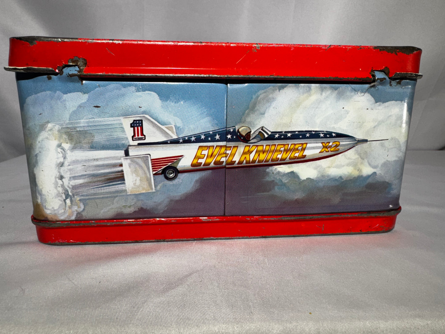 Vintage 1974 Evel Knievel Metal Lunchbox & Thermos Aladdin Rocket Stunt Scene