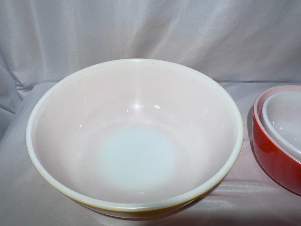 Vintage Pyrex Friendship Mixing Bowl Set of 4 401 402 403 404 Red Orange Roosters