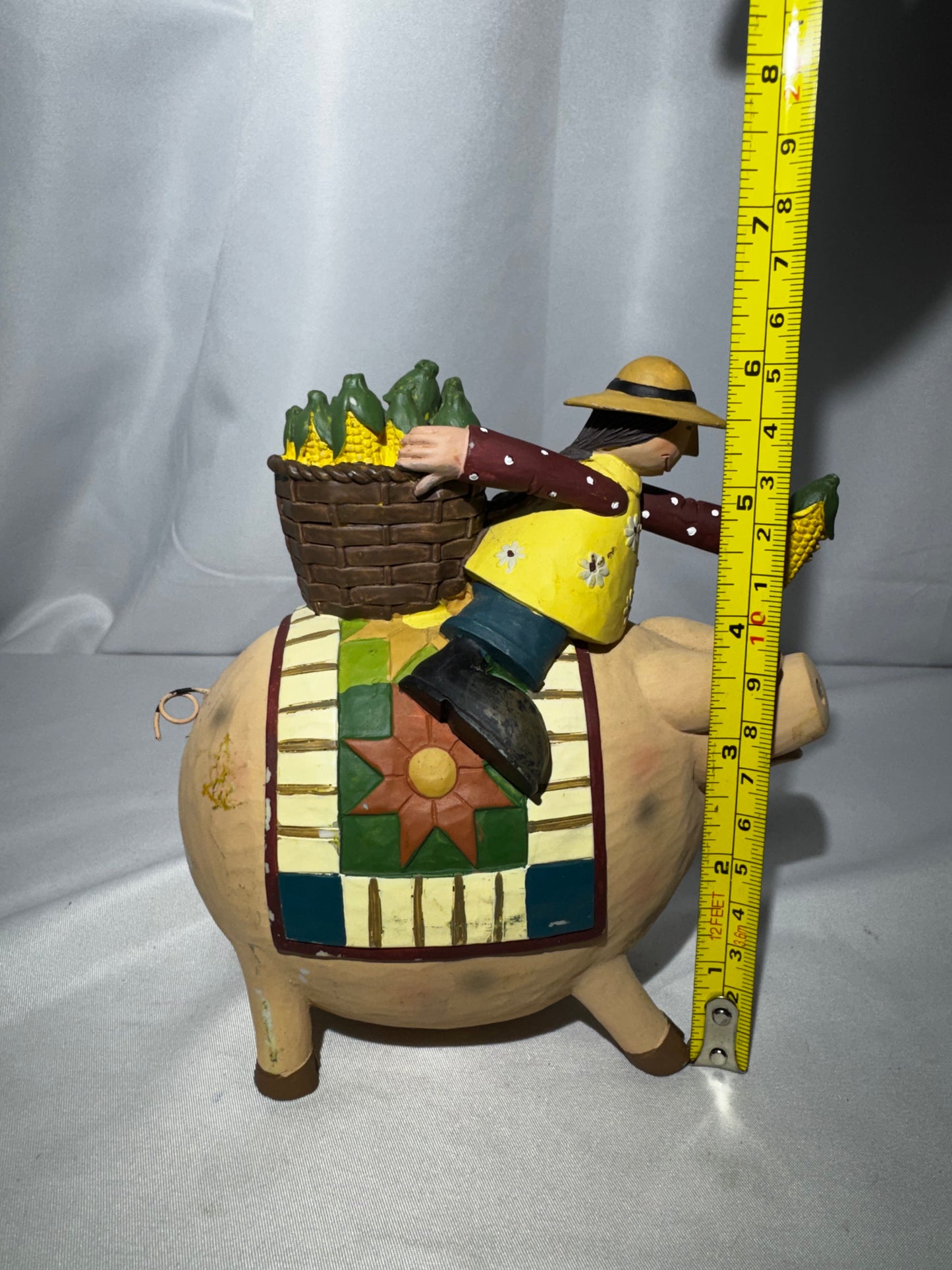 Williraye Studio Eating Like a Pig Folk Art Figurine Hand Painted