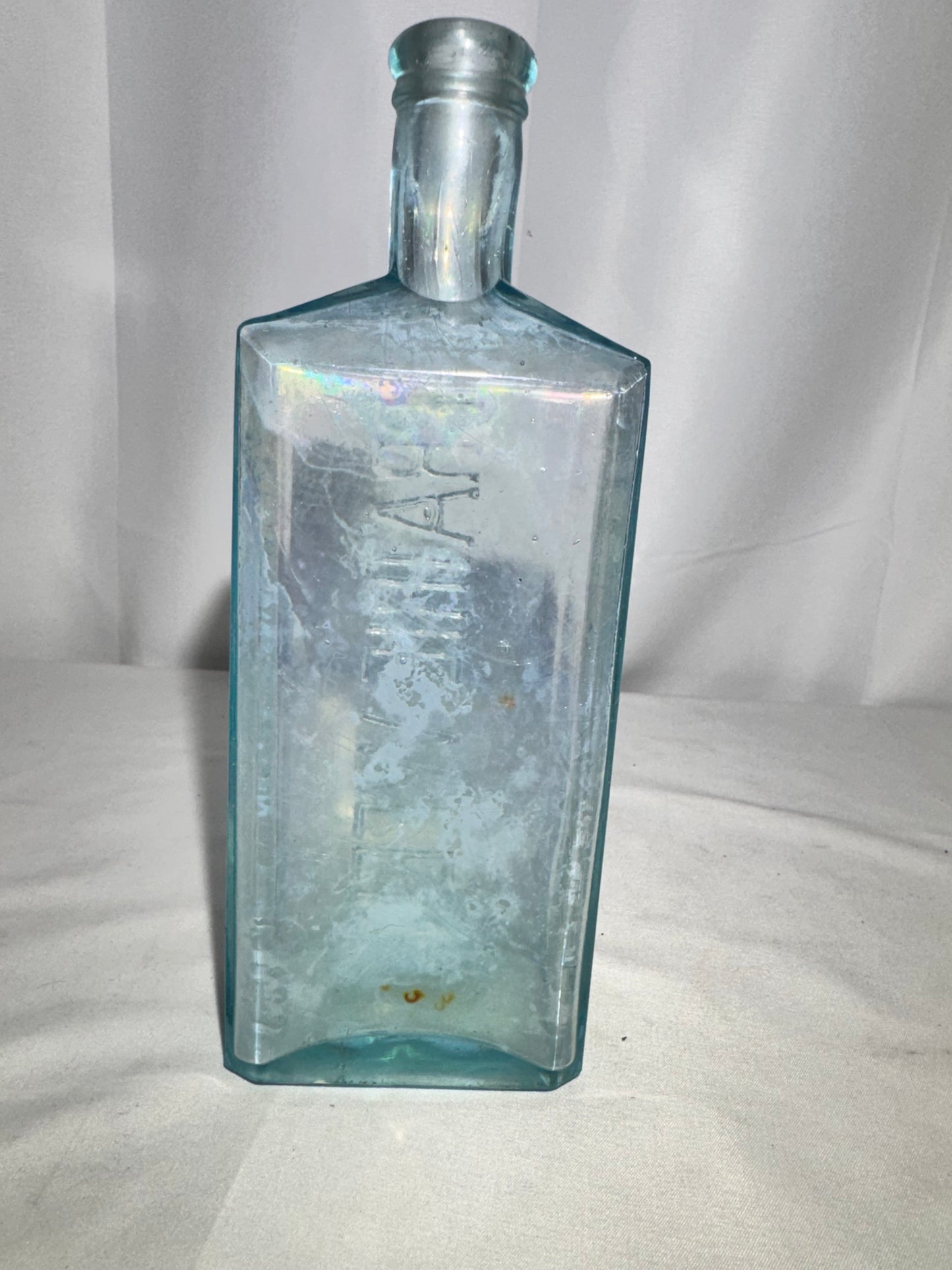 Antique “PRAIRIE WEED” Aqua Glass Medicine Bottle – Embossed Patent Medicine
