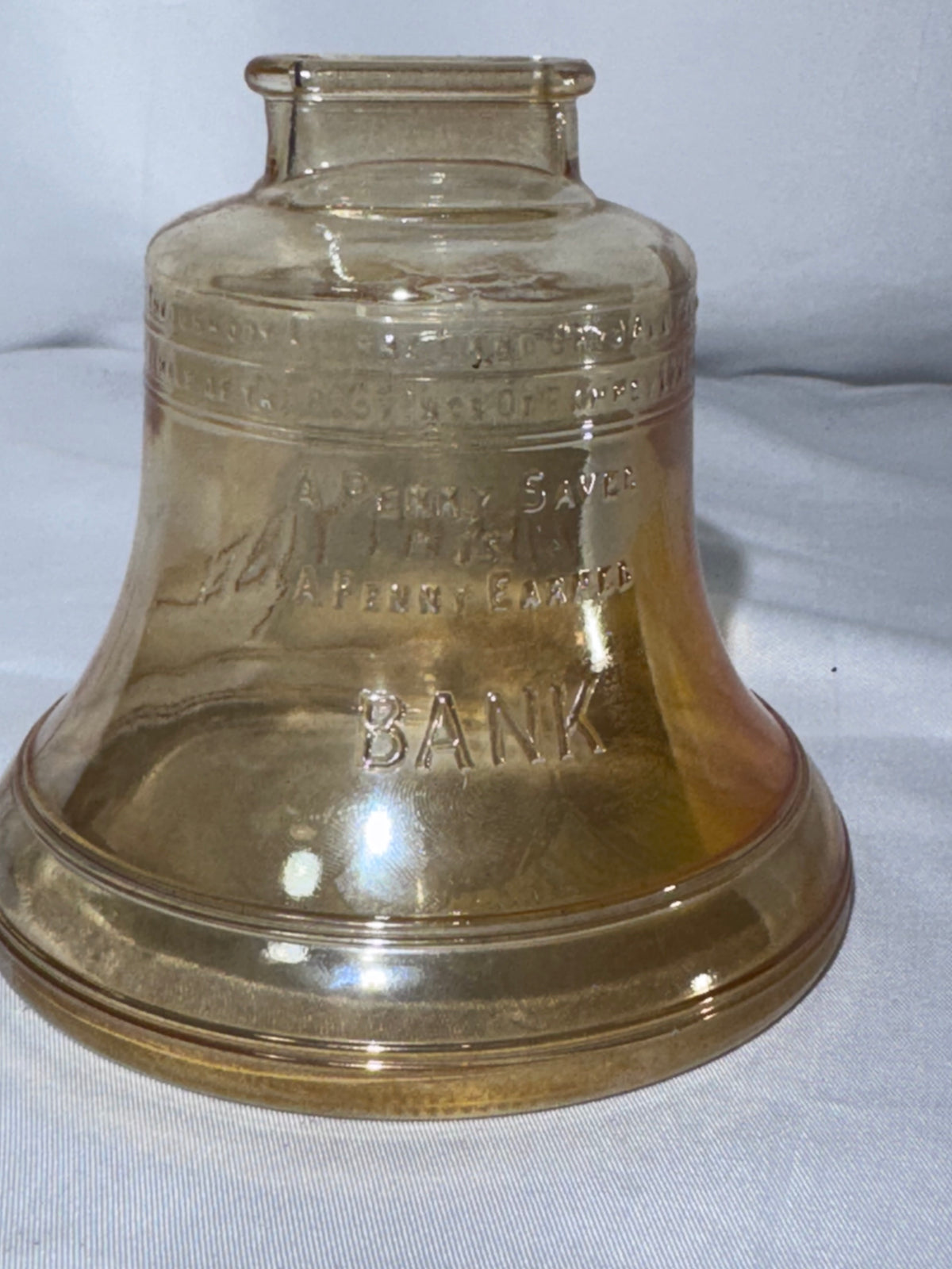Vintage Marigold Carnival Glass Liberty Bell Bank – 1976 Bicentennial Era