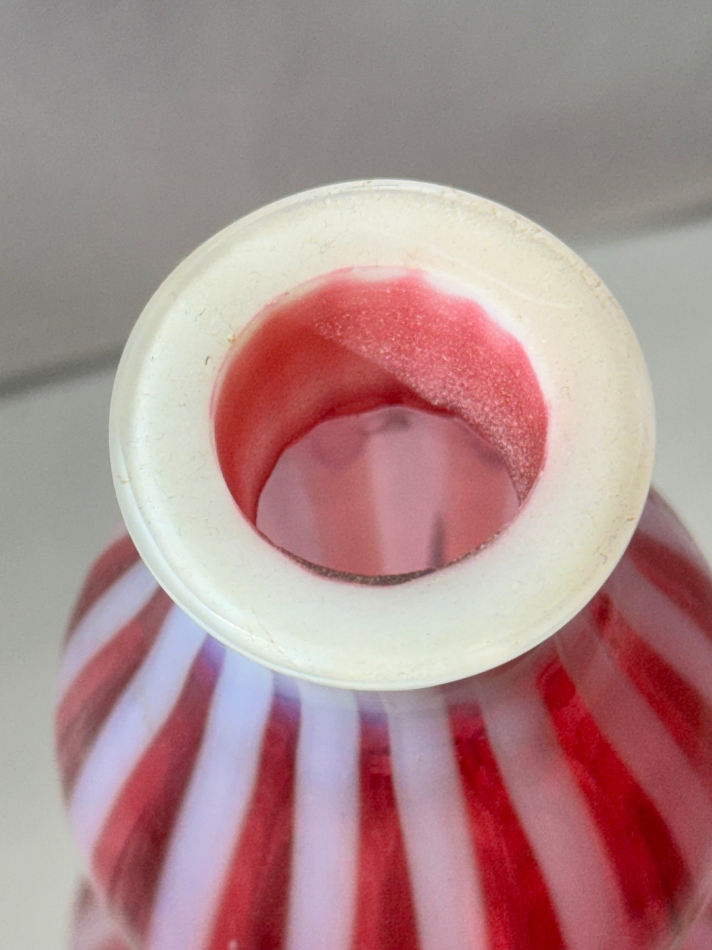 Vintage Fenton Cranberry New World Rib Optic Decanter w/ Stopper – 1953 – 14.5”