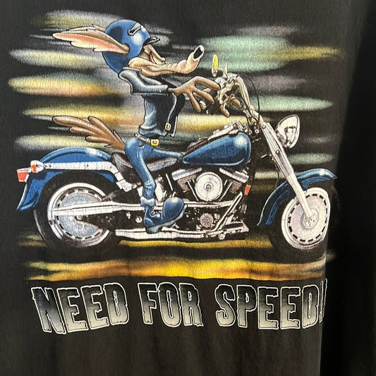 Wile E Coyote riding a Harley-Davidson T-shirt