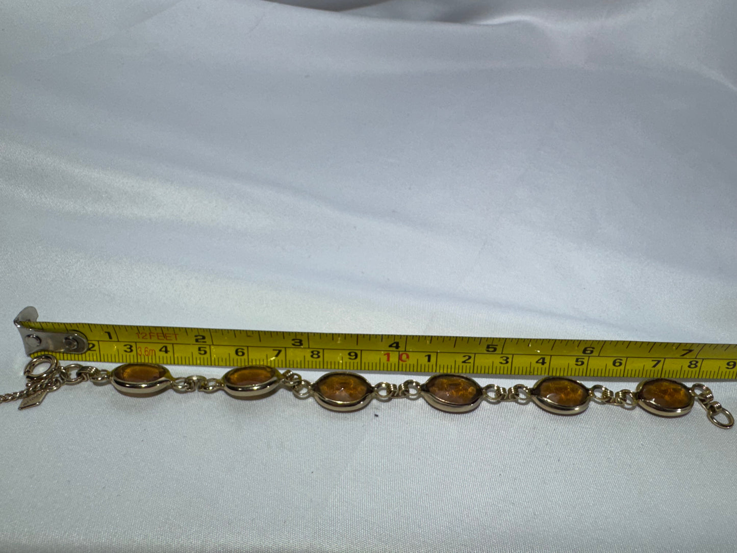 Vintage Sarah Coventry “Golden Autumn” Bracelet – Faux Topaz Glass Stones – 7”