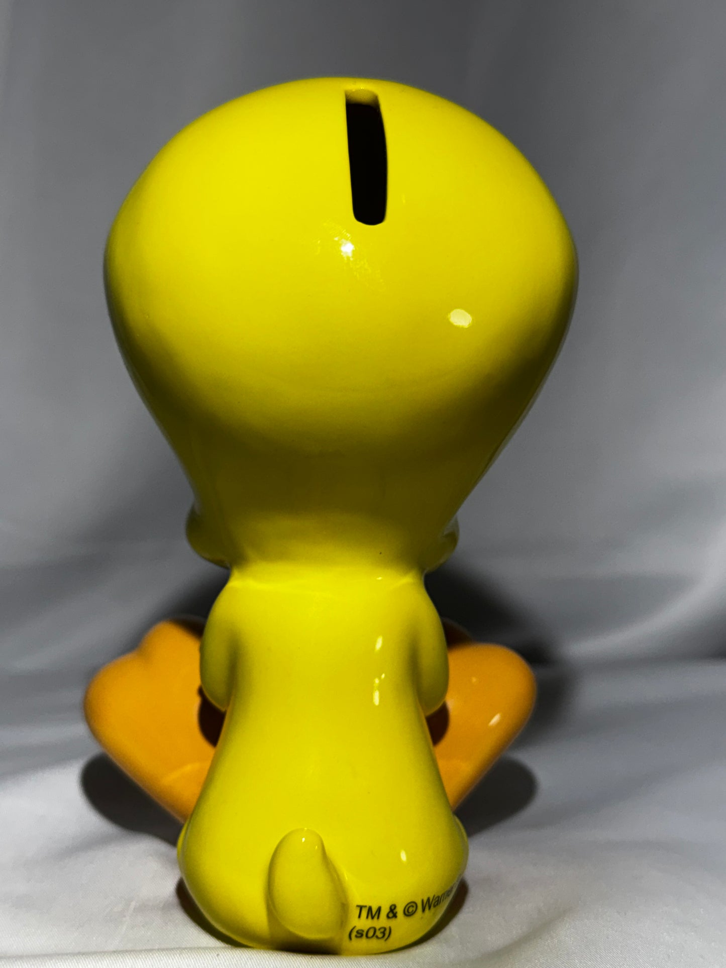 Vintage 1996/1997 Tweety Bird Ceramic Coin Bank w/ Stopper 6.5” Warner Bros Looney Tunes