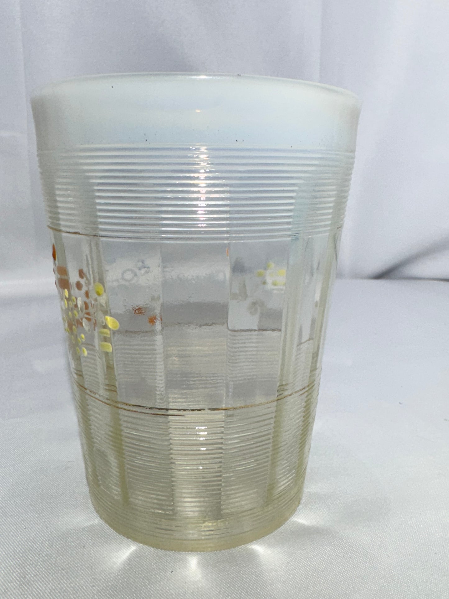 Antique 1898 Omaha Souvenir Tumbler – Hand Painted Flowers – Northwood Rivet Edge