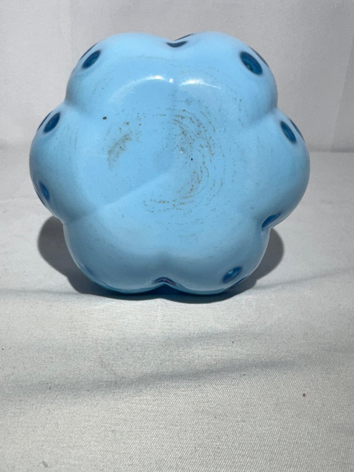 Vintage Coin Dot Blue Barber Bottle – 8” Tall – Beautiful Glass