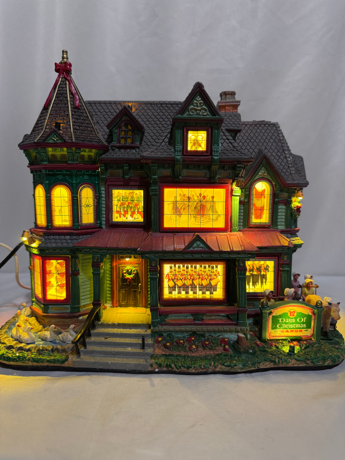 Lemax 12 Days of Christmas Manor #95869 – 2009 Sights & Sounds Collection – Retired Christmas Village -Read
