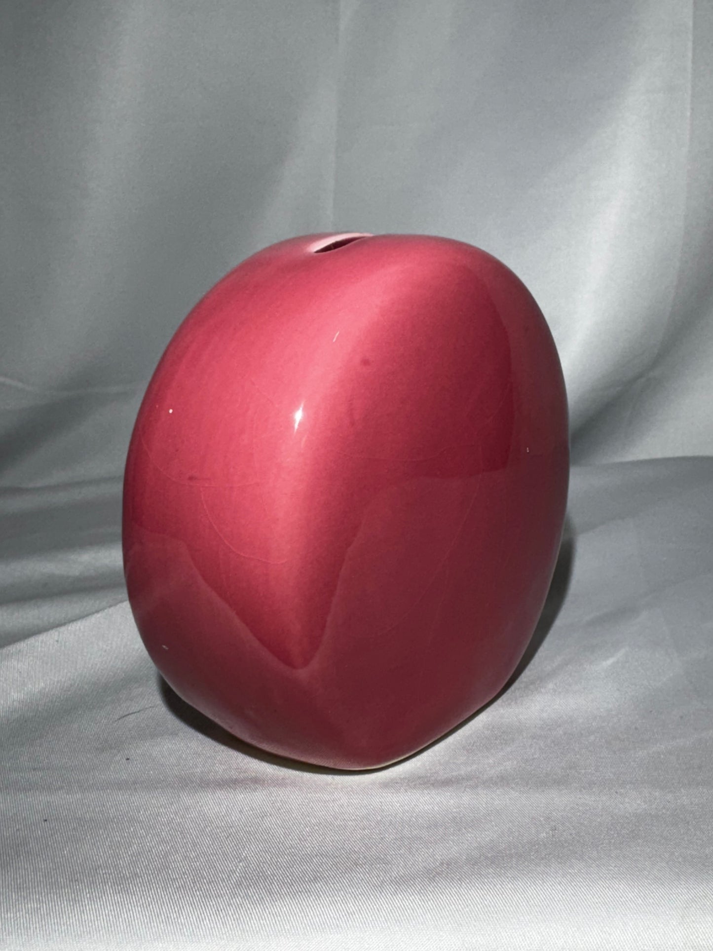 Vintage 1970s Pink Smiley Face Ceramic Coin Bank Piggy Bank w/ Stopper Retro 4.5”