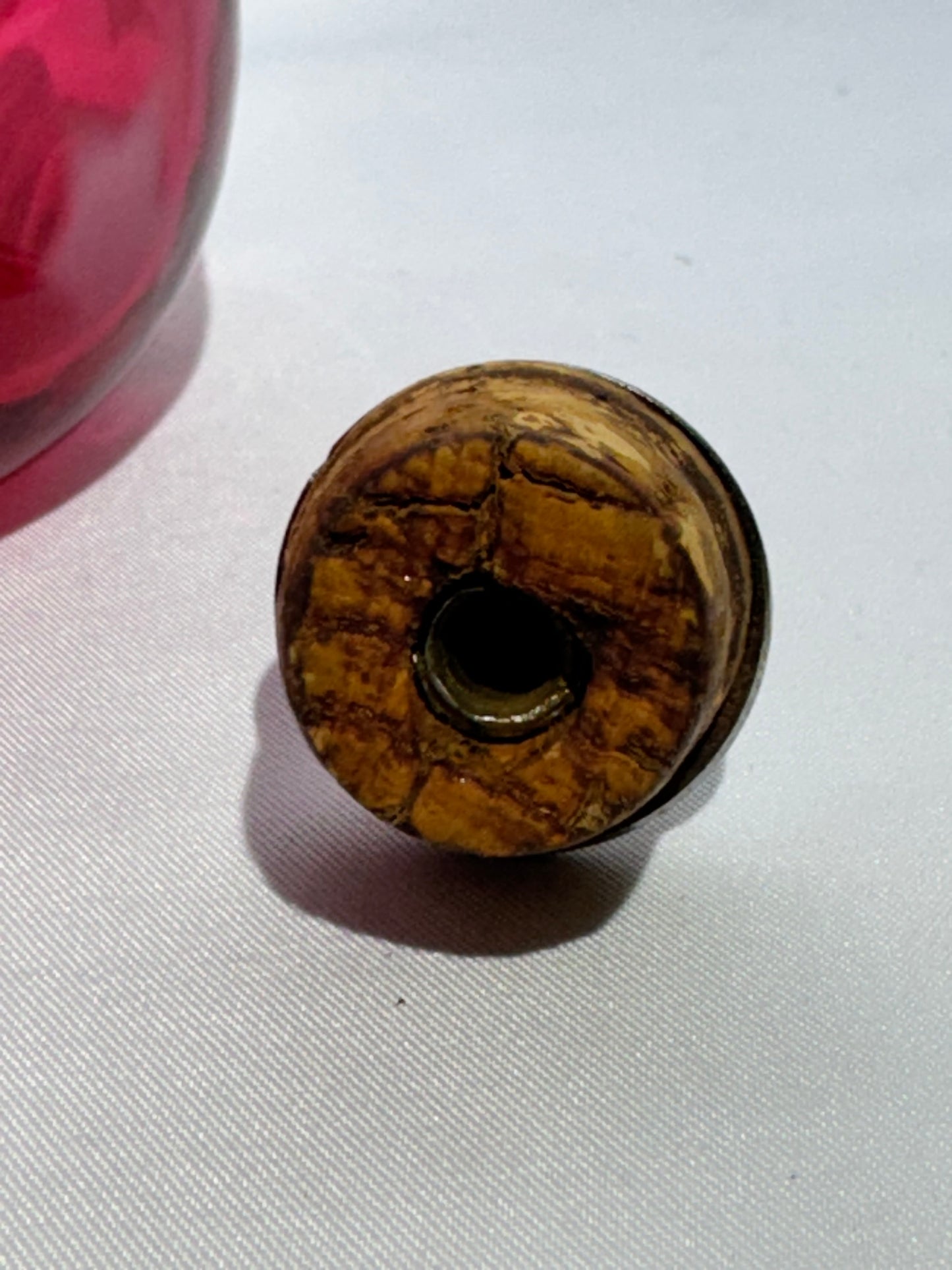 Vintage Cranberry Barber Bottle – Stars & Stripes Pattern with Stopper