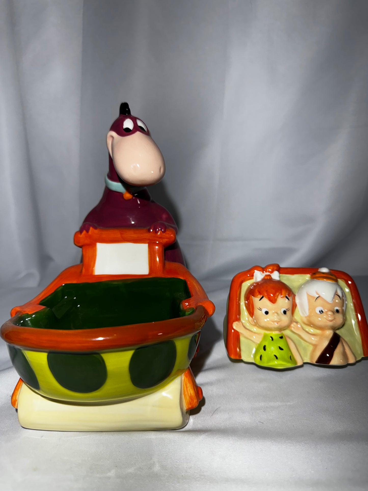 Westland Flintstones Dino Carriage Cookie Jar Bam Bam Pebbles w/ Box Hanna-Barbera