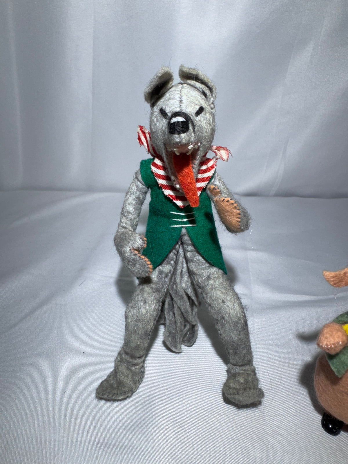 Vintage BAPS Germany Big Bad Wolf & Three Little Pigs Felt Miniature Doll Set – 1940s–1950s