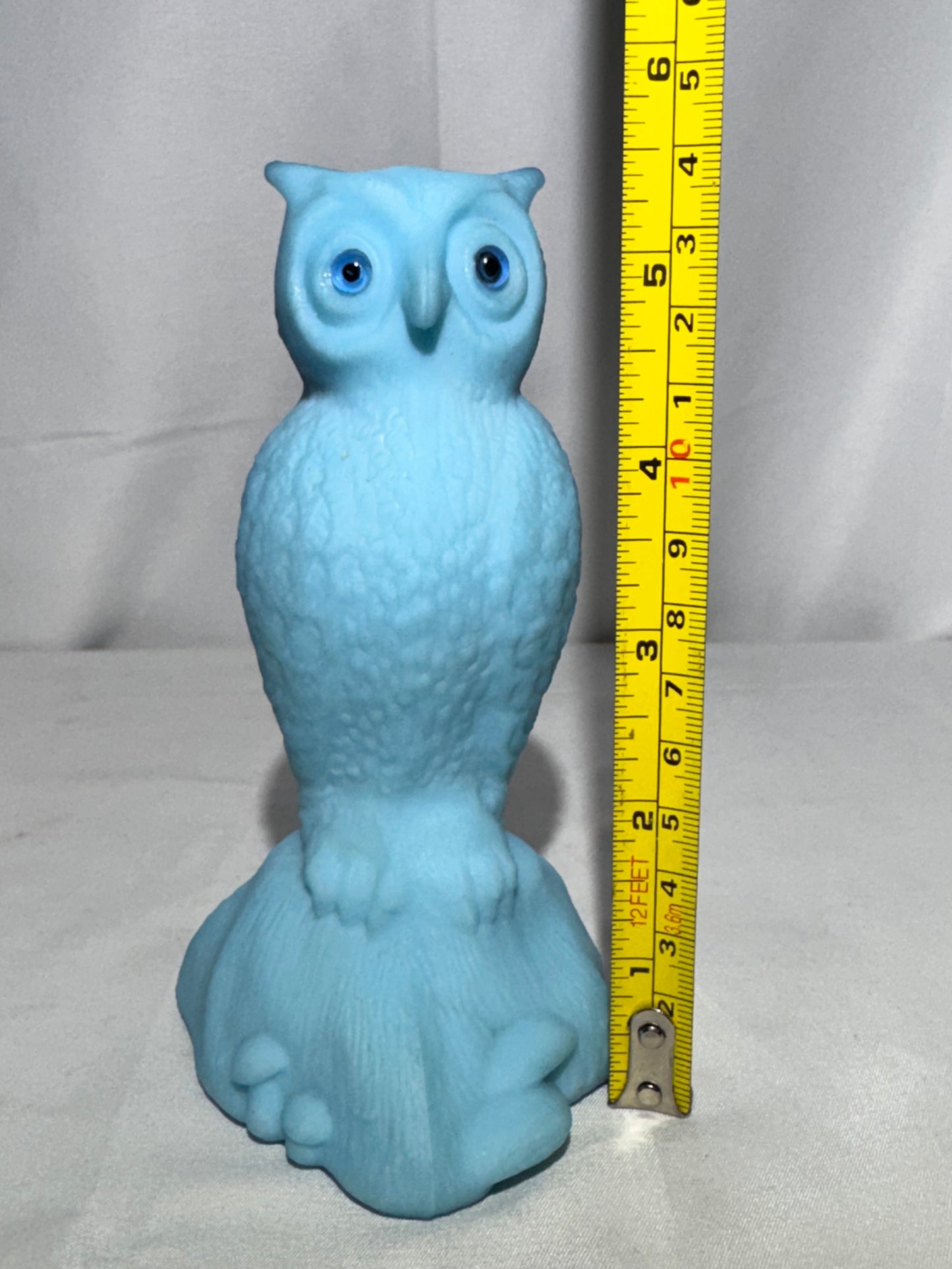 Vintage Westmoreland Satin Glass Owl Figurine / Paperweight – Light Blue
