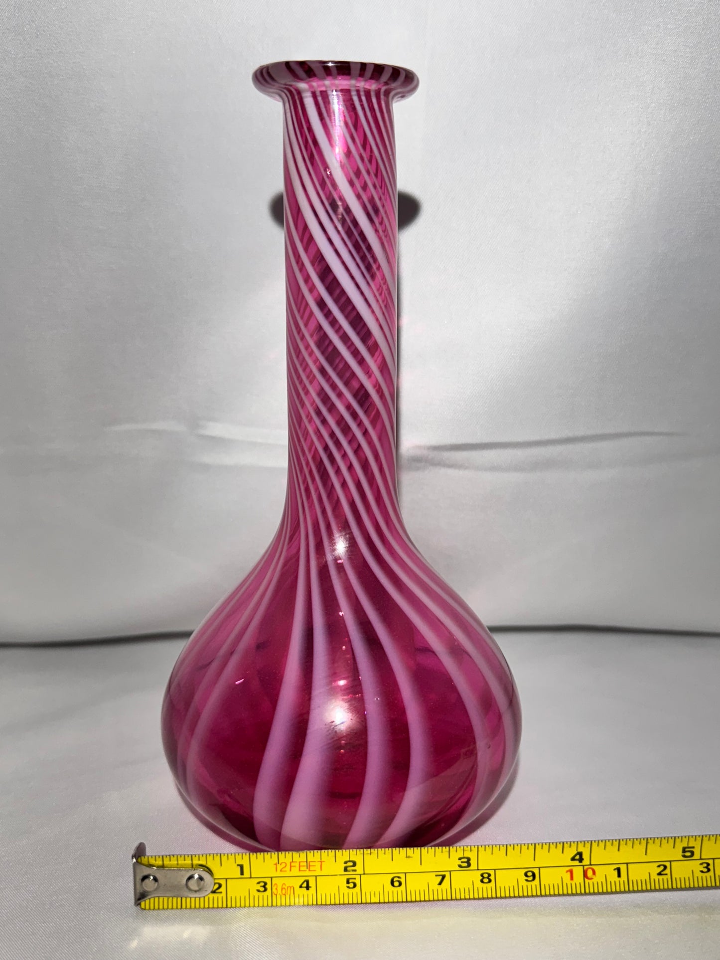 Vintage Cranberry Opalescent Barber Bottle – Spiral Optic Art Glass