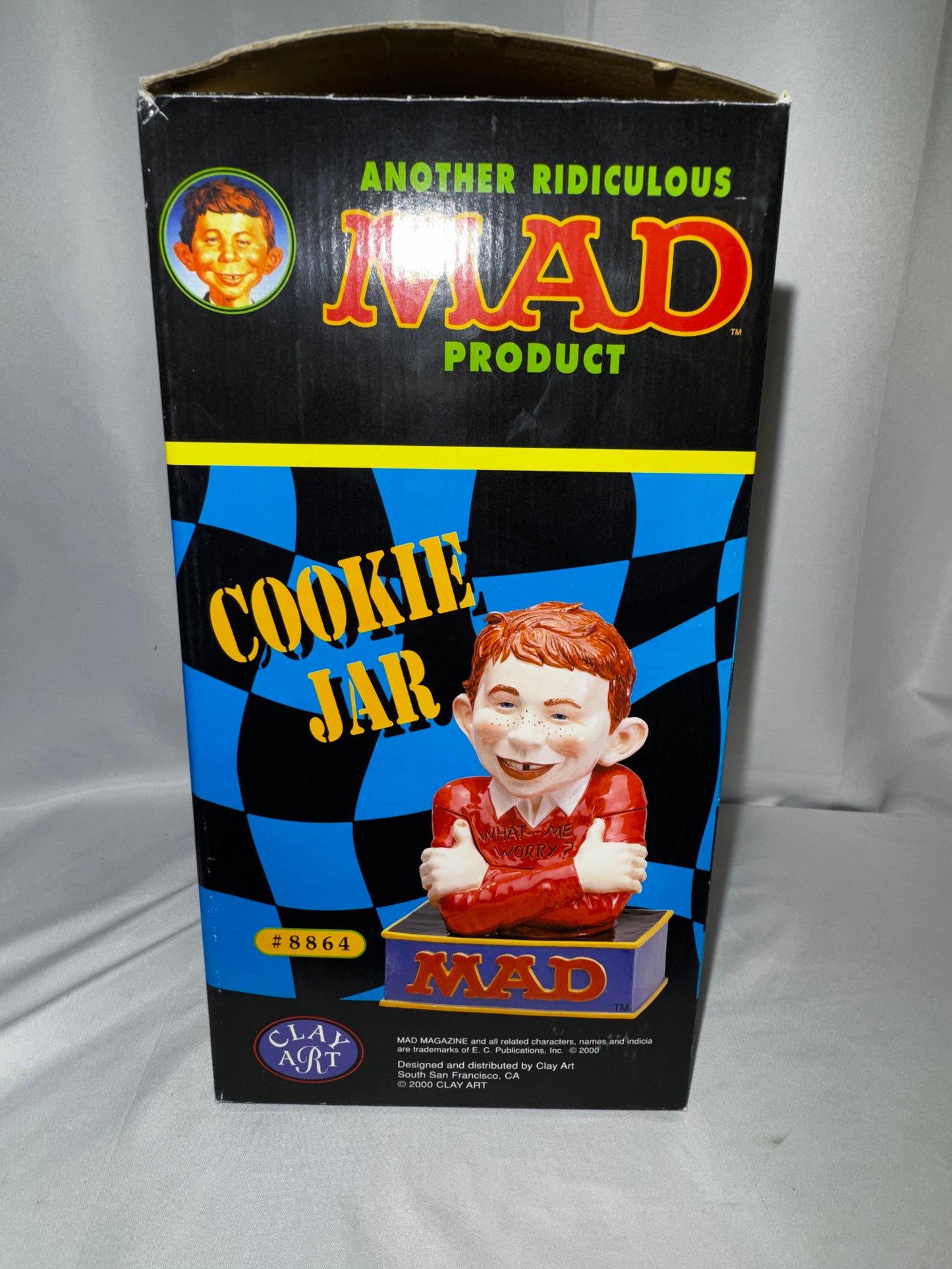 Vintage 2000 Clay Art MAD Magazine Alfred E. Neuman What Me Worry? Cookie Jar w/ Box