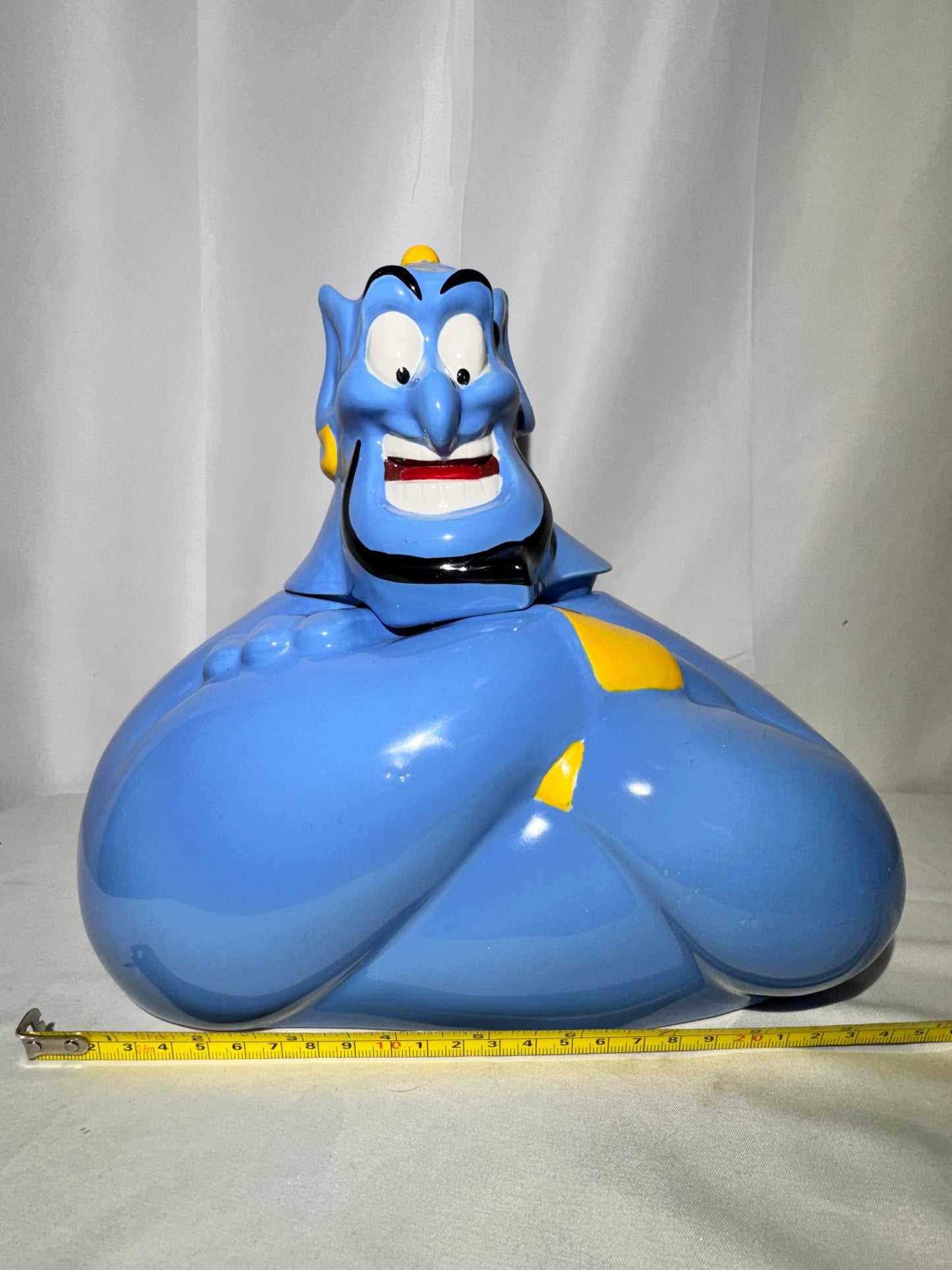 Vintage Disney Aladdin Genie Ceramic Cookie Jar Bust Thailand 10”