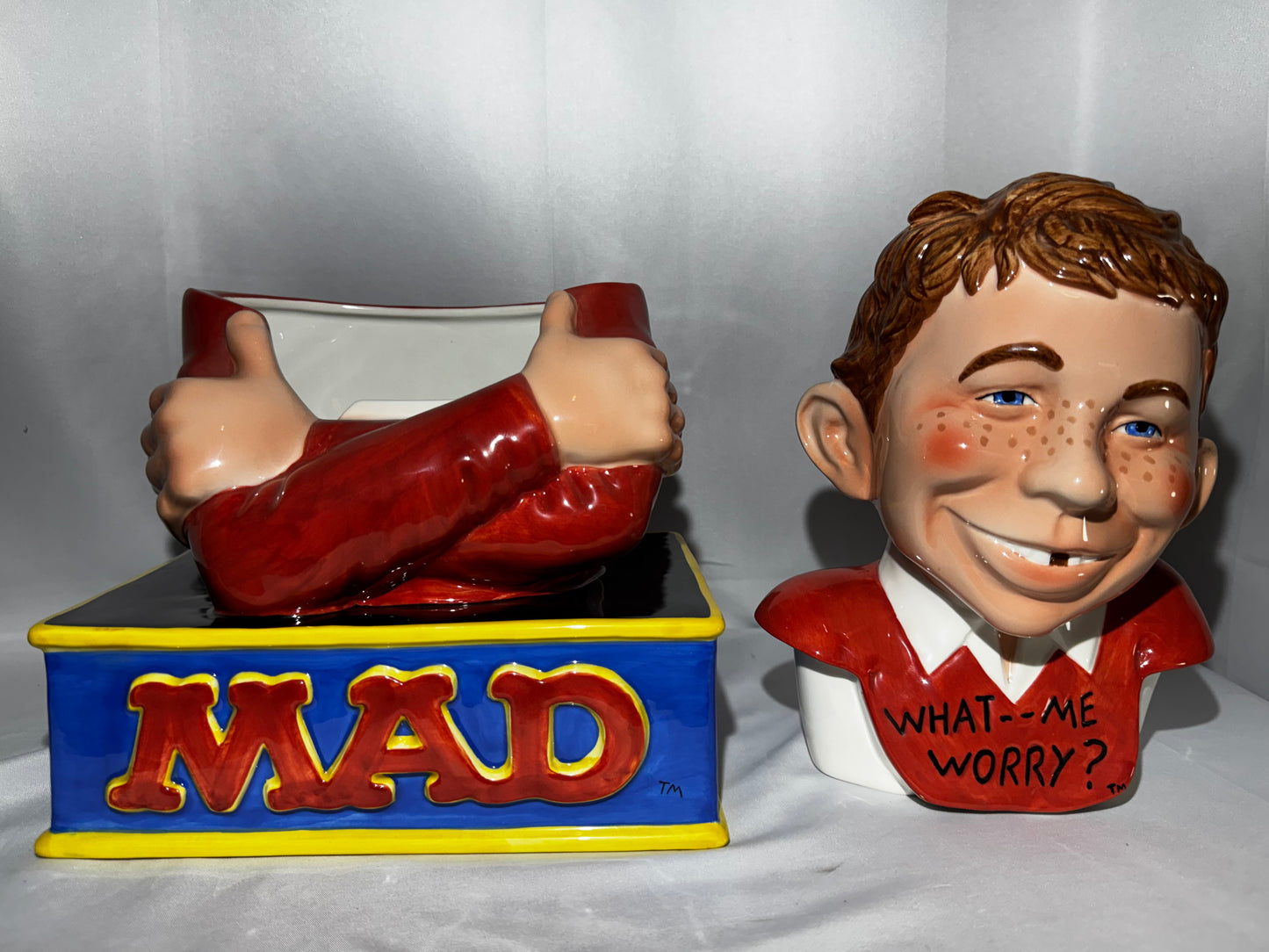 Vintage 2000 Clay Art MAD Magazine Alfred E. Neuman What Me Worry? Cookie Jar w/ Box