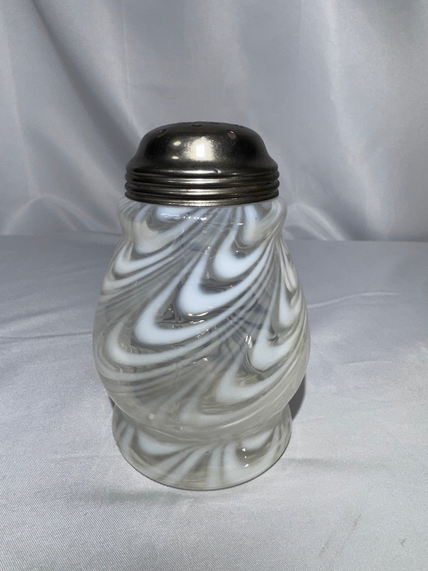 Antique Victorian White Opalescent Swirl Glass Sugar Shaker – c. 1880s–1900s