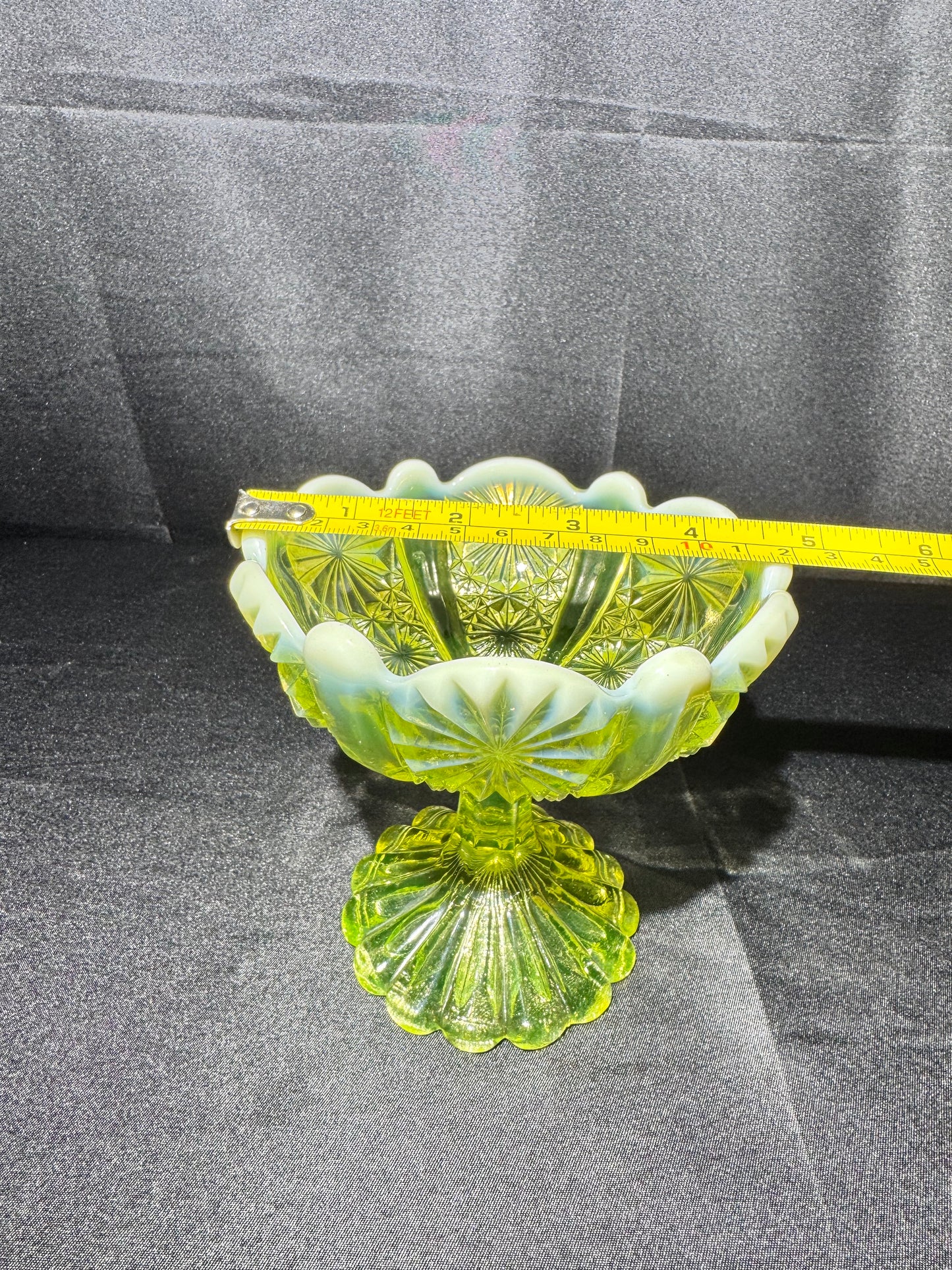 Uranium Glass Davidson Primrose Pearline Footed Compote – Lady Chippendale Collection