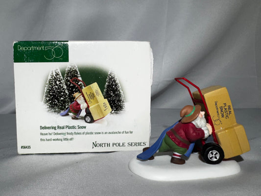 Department 56 North Pole Village Delivering Real Plastic Snow #56435 Elf w/ Box
