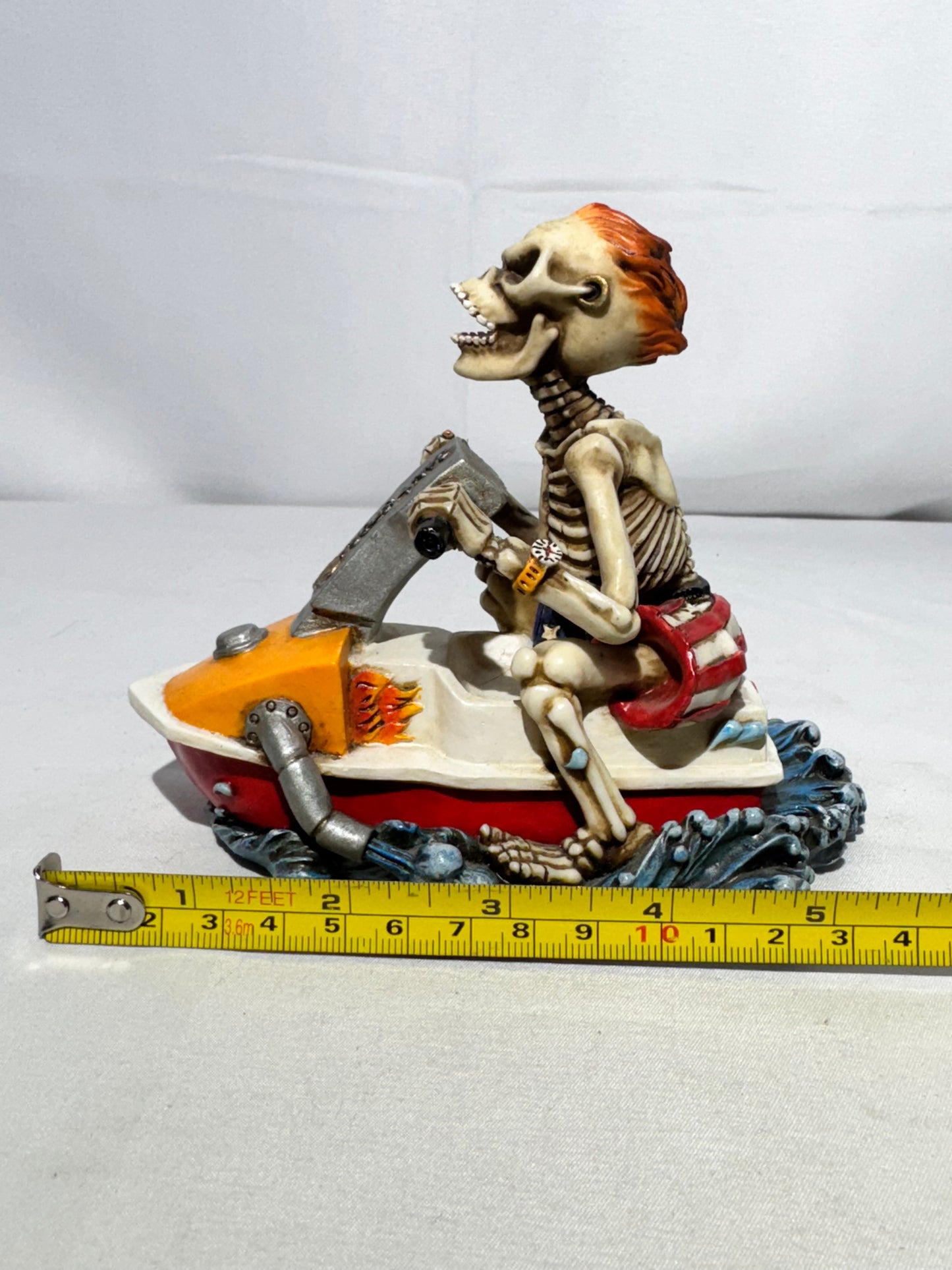Summit Collection Skeleton “Can’t Stop” Jet Ski Figurine – American Flag Swim Shorts
