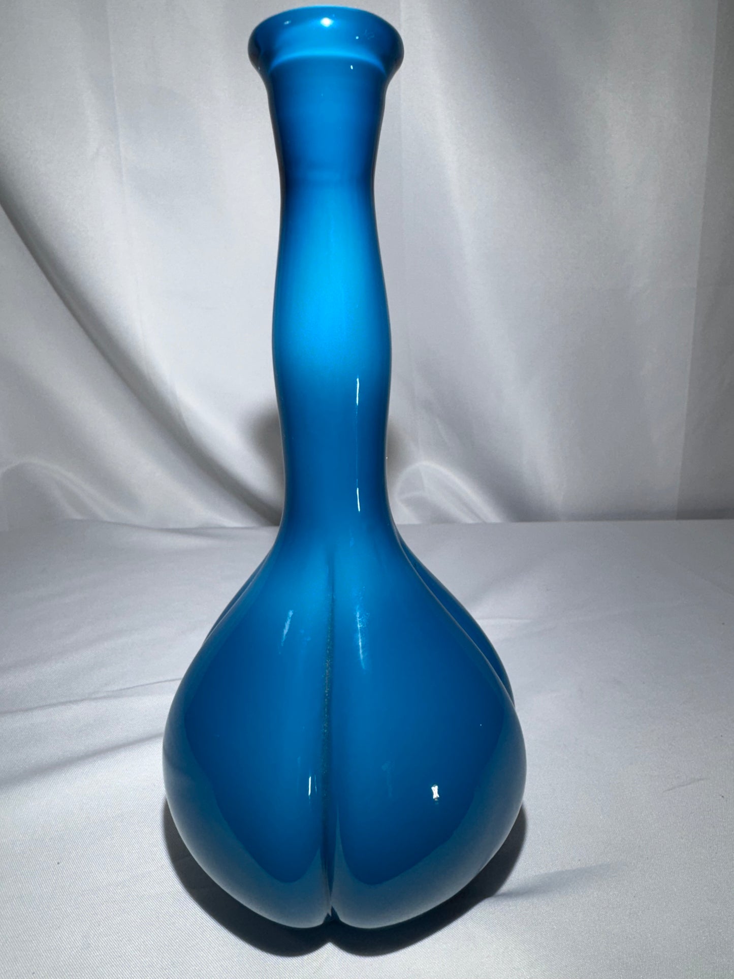 Vintage Fenton Art Glass Jamestown Teal Aqua Blue Barber Bottle – c. 1957