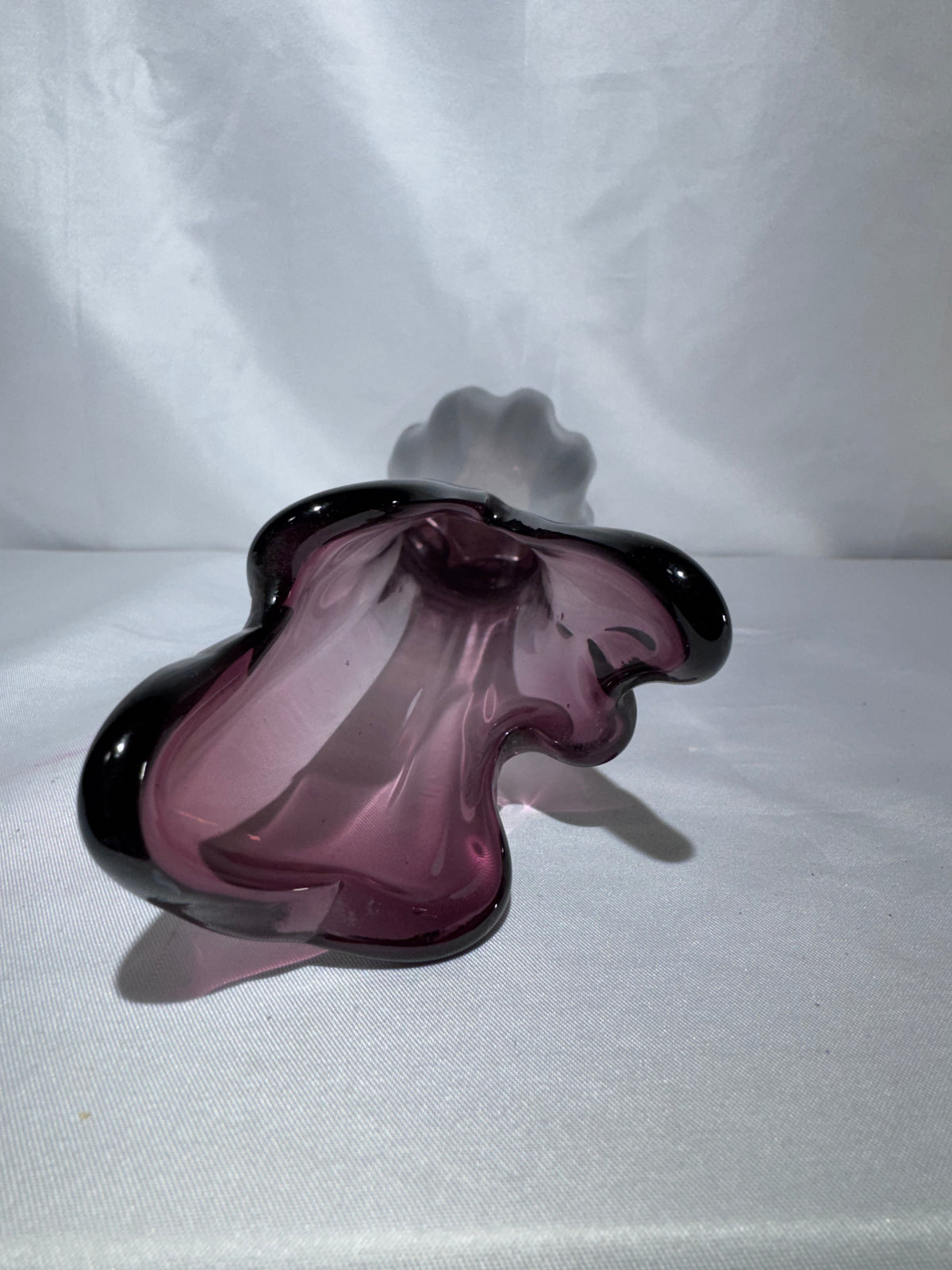 Vintage Amethyst Purple Glass Five-Finger Swung Vase – Mid-Century Modern – 10.5” Tall