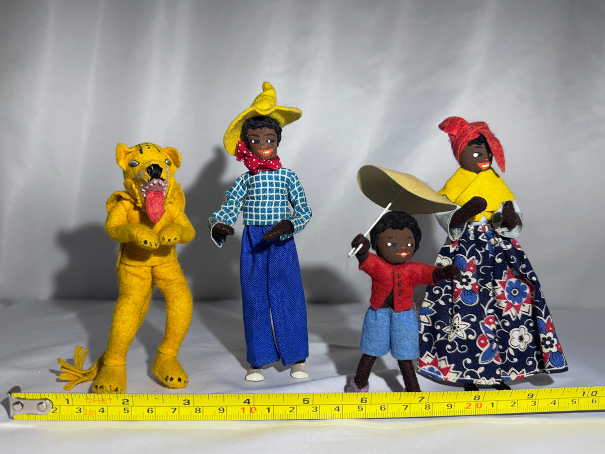 Vintage BAPS Germany Little Black Sambo Miniature Doll & Tiger Set – 1940s–1950s