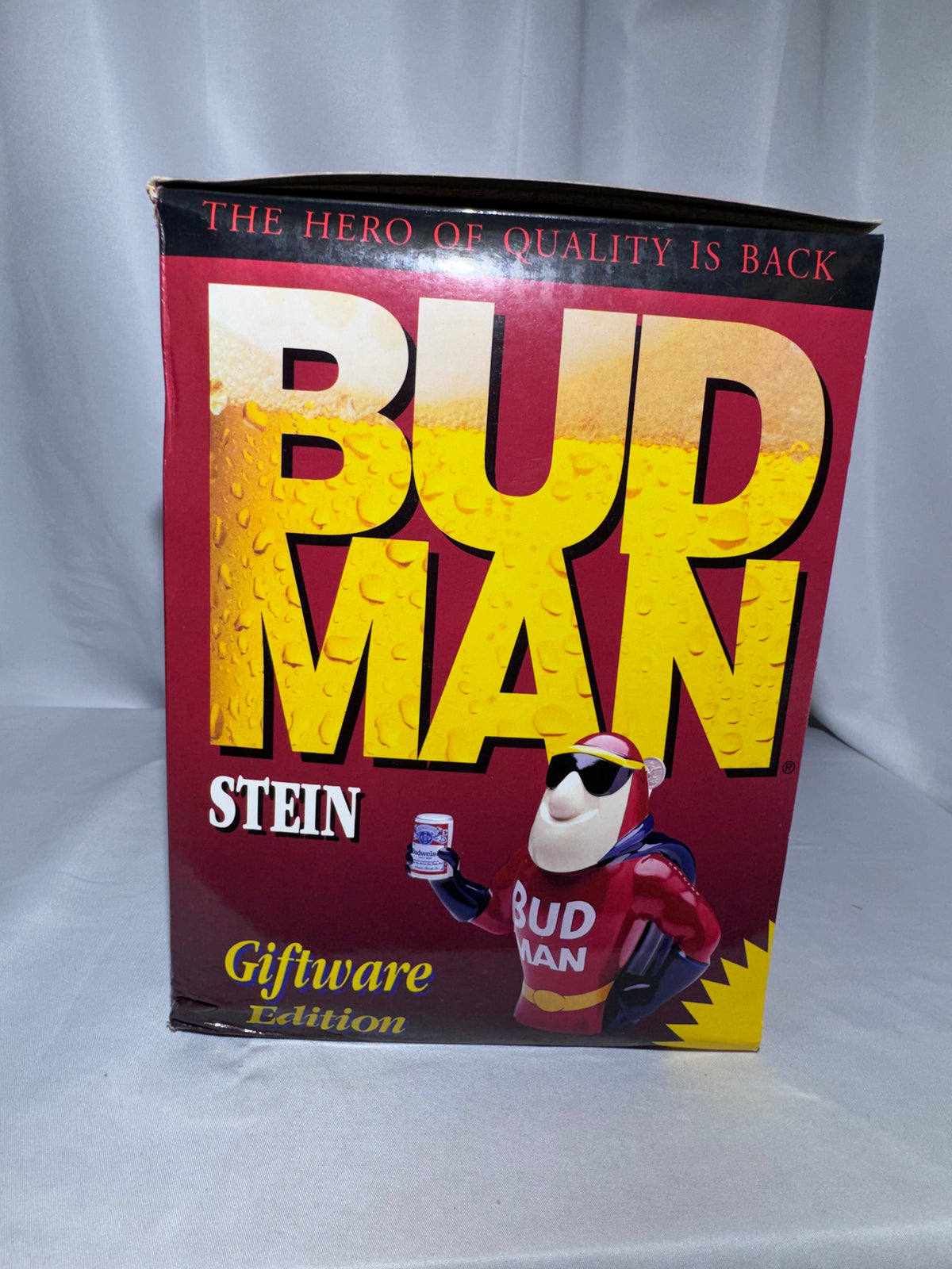 Vintage 1993 Budweiser “Bud Man” Ceramic Beer Stein CS213 – Original Packaging