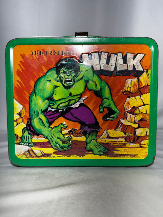 Vintage 1978 Aladdin The Incredible Hulk Metal Lunch Box w/ Original Thermos