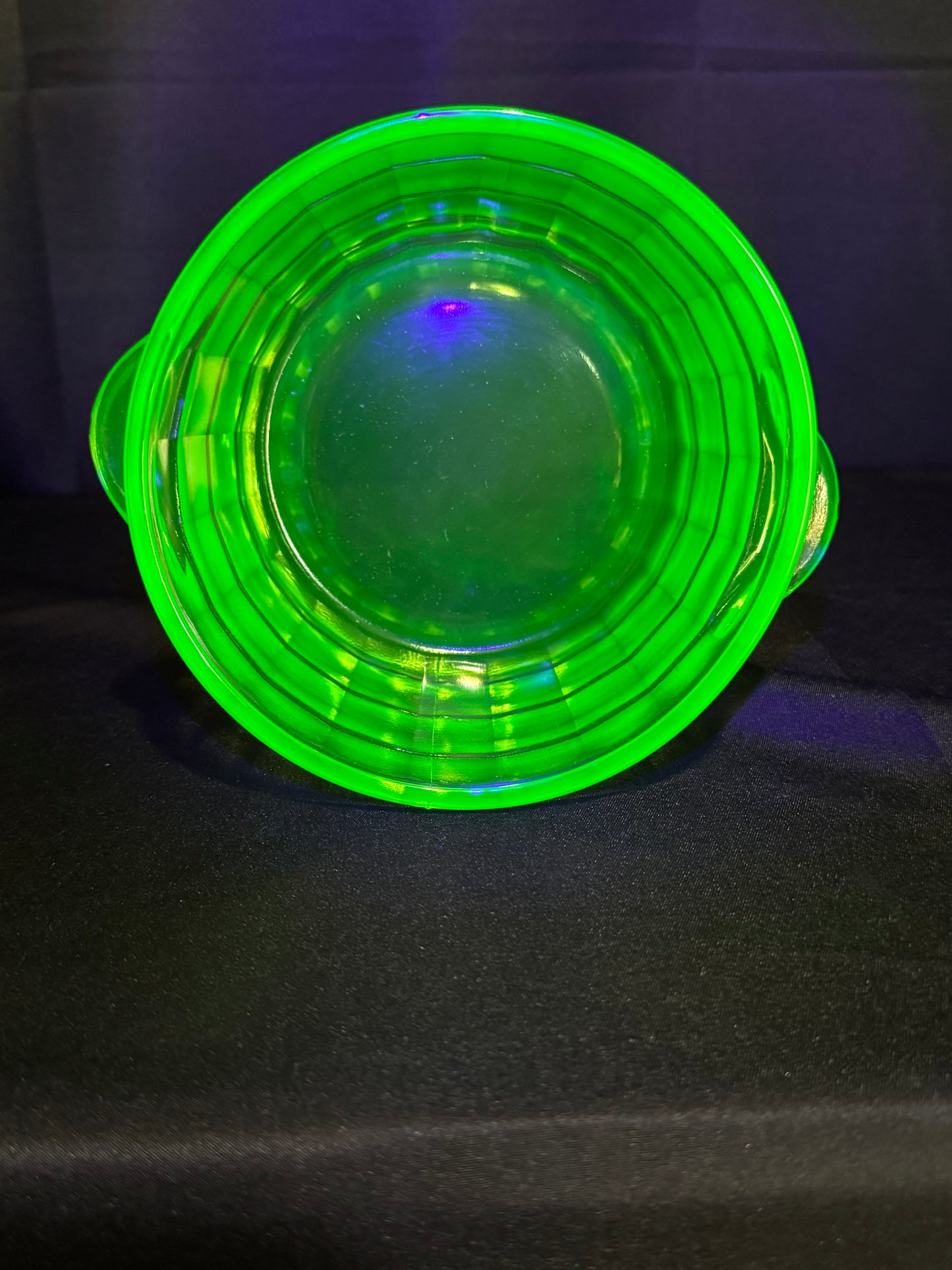 Vintage Anchor Hocking Block Optic Uranium Glass Ice Bucket / Butter Tub – Green Depression Glass
