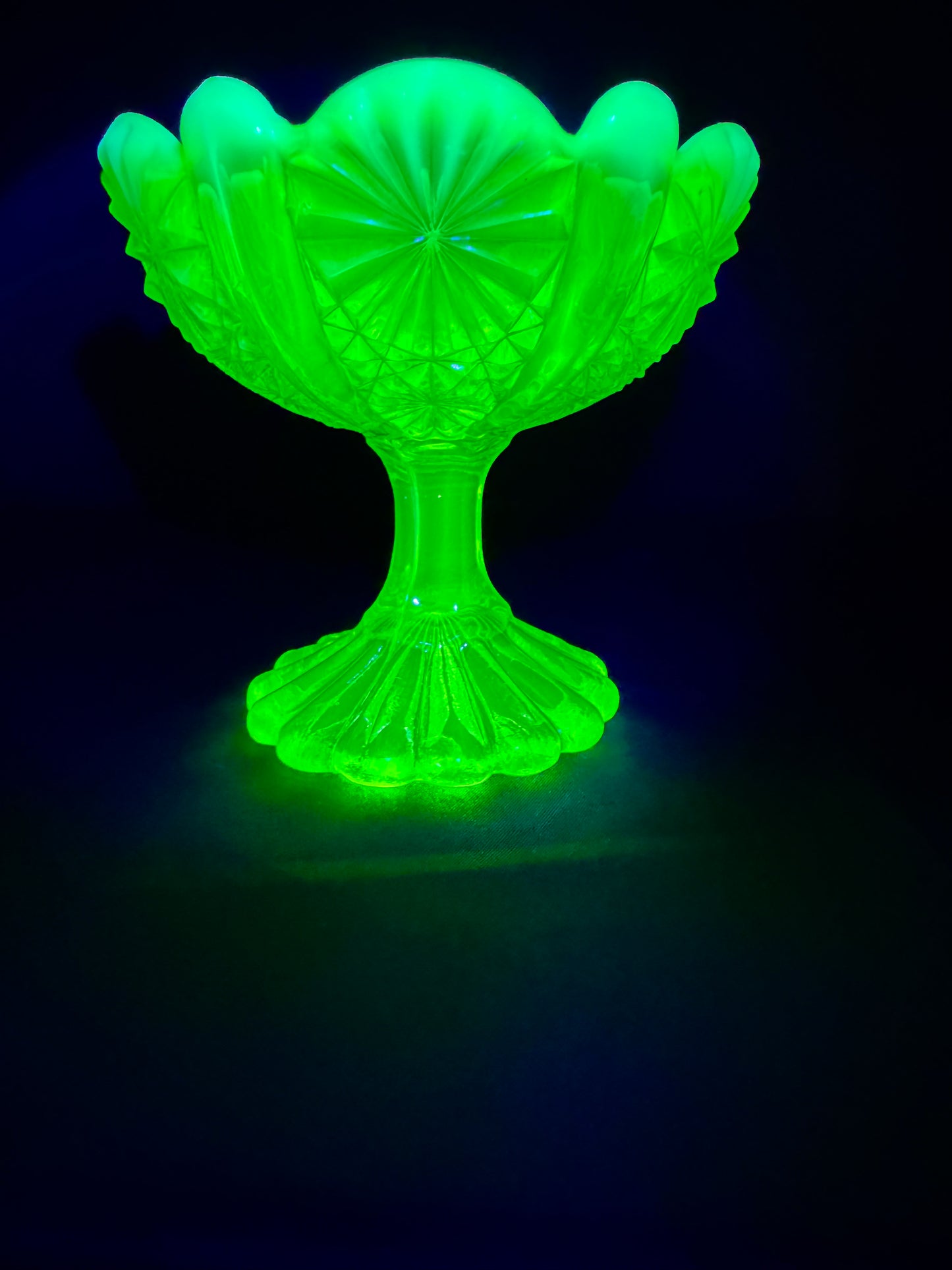 Uranium Glass Davidson Primrose Pearline Footed Compote – Lady Chippendale Collection