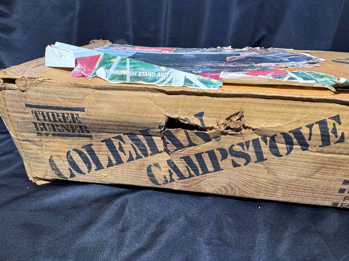 Vintage Coleman Model 426E 3-Burner Liquid-Fuel Camp Stove 1983 with Original Box