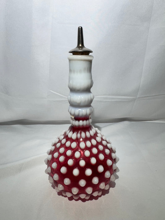 Vintage Cranberry Opalescent Hobnail Glass Bottle – Barber Bottle