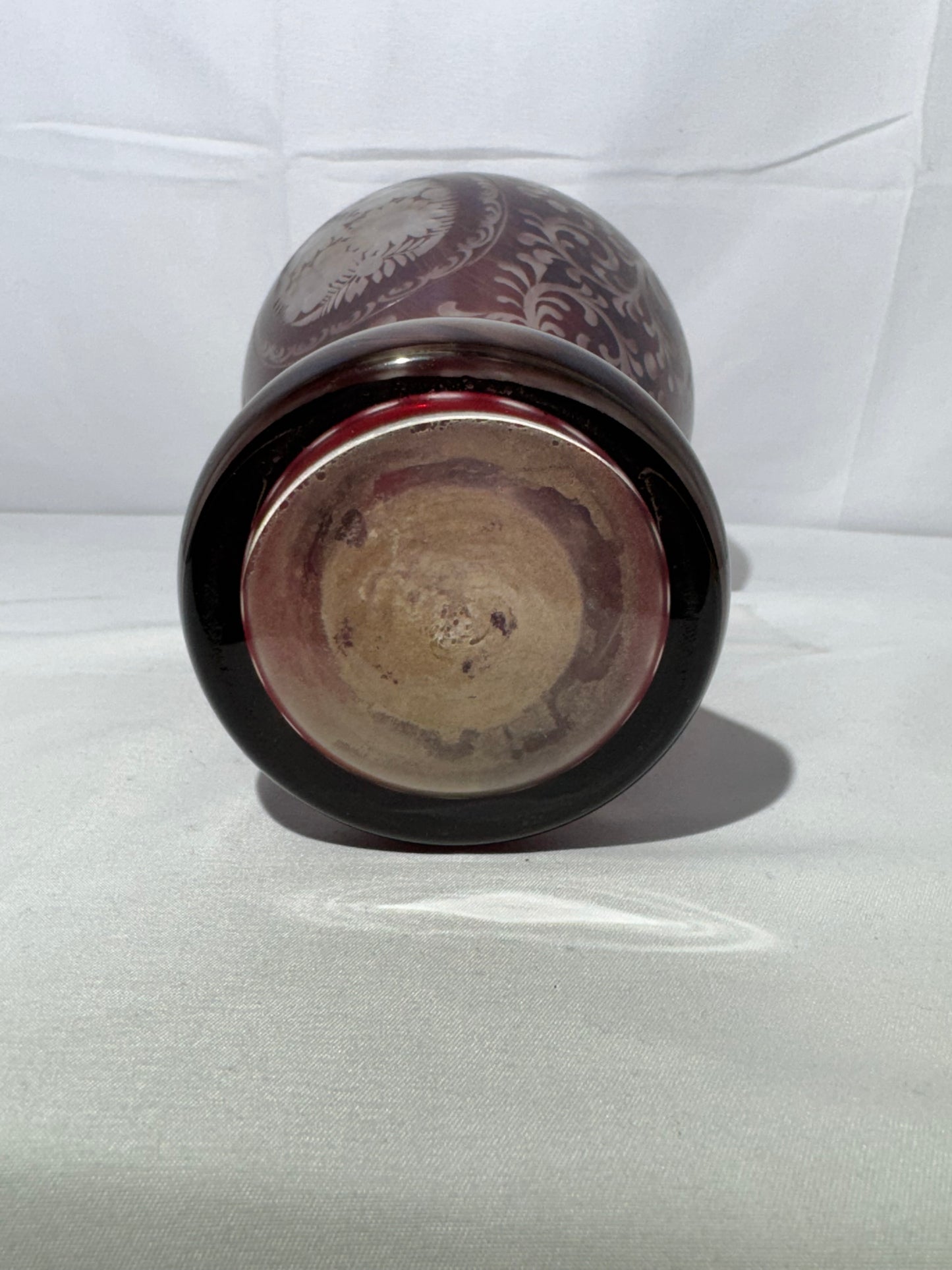 Vintage Egermann Czech Bohemian Ruby Red Cut to Clear Crystal Vase – Hand Cut Art Glass 10